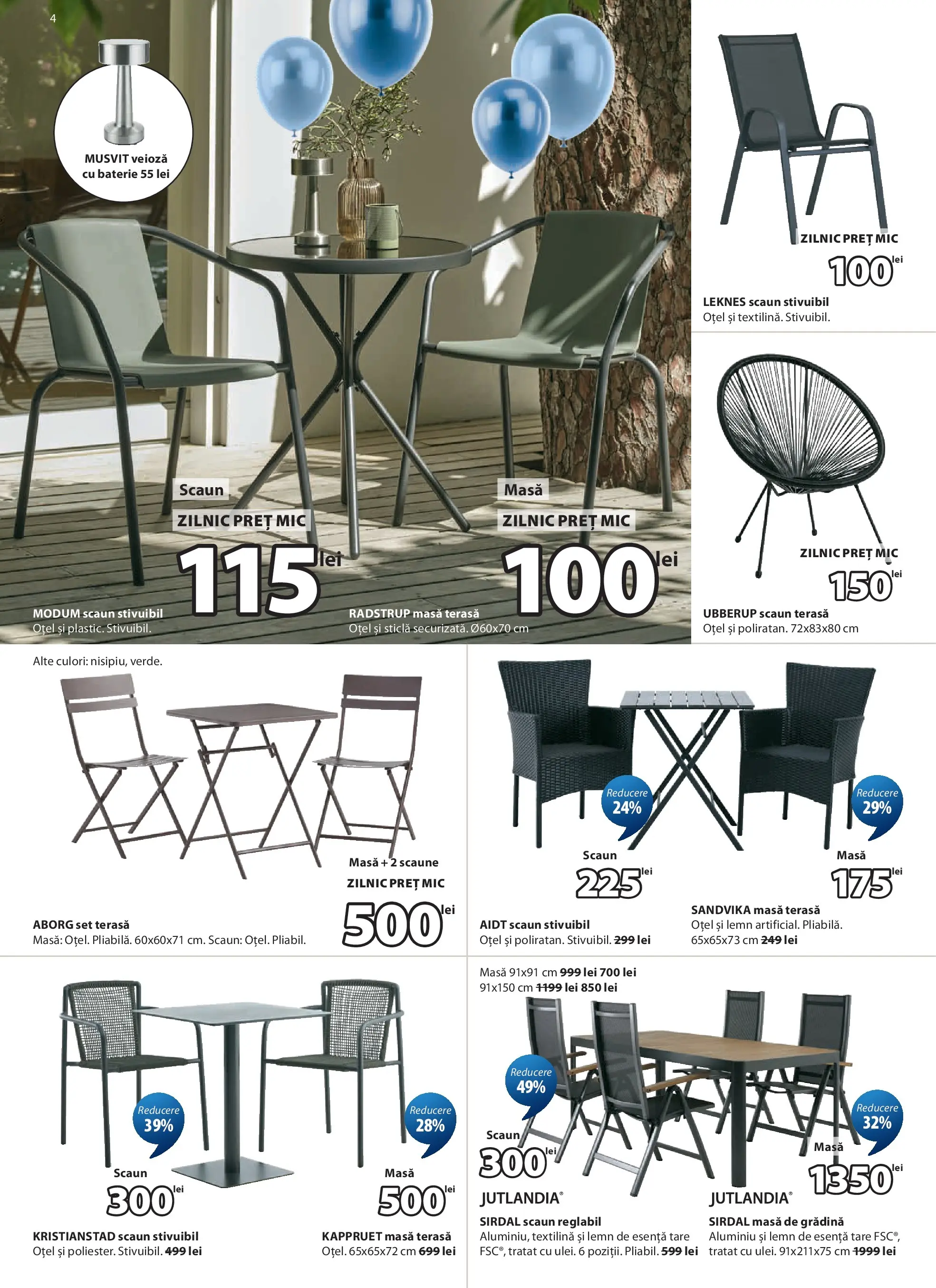 JYSK Catalog - Oferta 25.03.2026 - 23.04.2026 | Pagină: 4 | Produse: Masă, Scaun, Baterie, Veioză