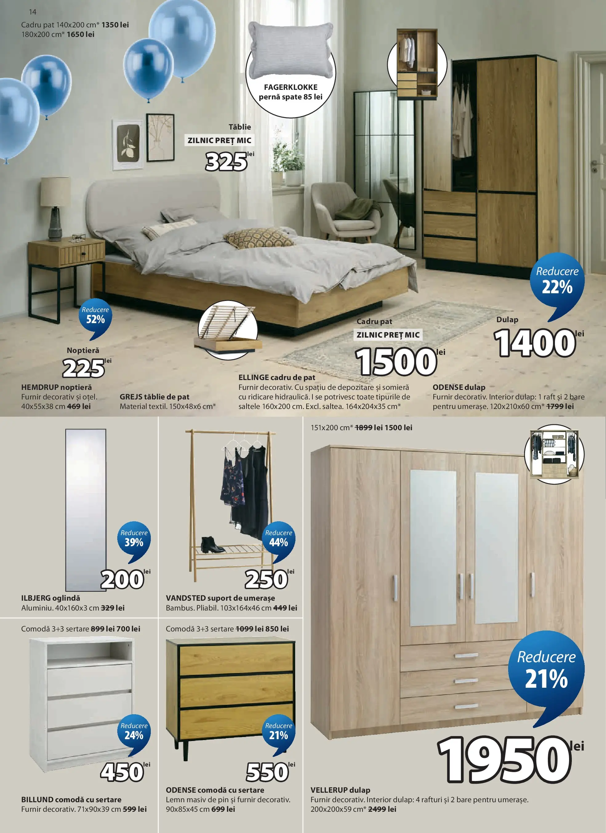 JYSK Catalog - Oferta 25.03.2026 - 23.04.2026 | Pagină: 14 | Produse: Pat, Pernă, Comodă, Oglindă