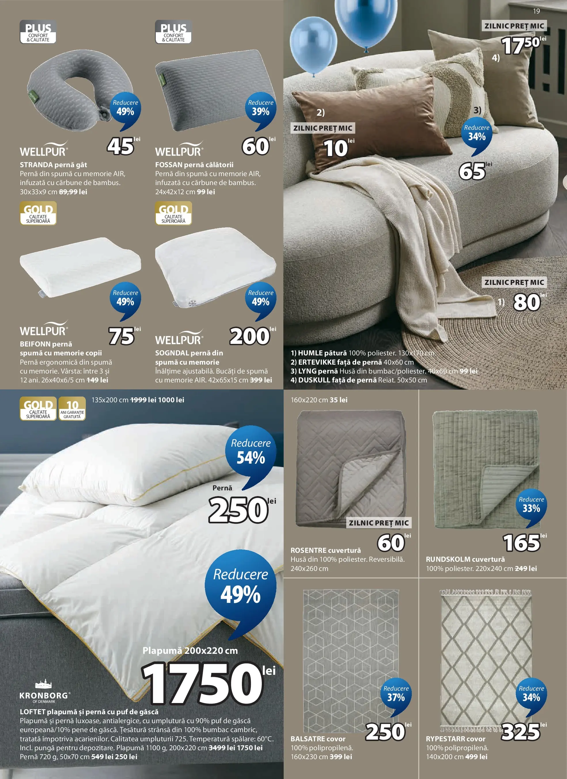 JYSK Catalog - Oferta 25.03.2026 - 23.04.2026 | Pagină: 19 | Produse: Pungă, Pernă, Pătură, Covor