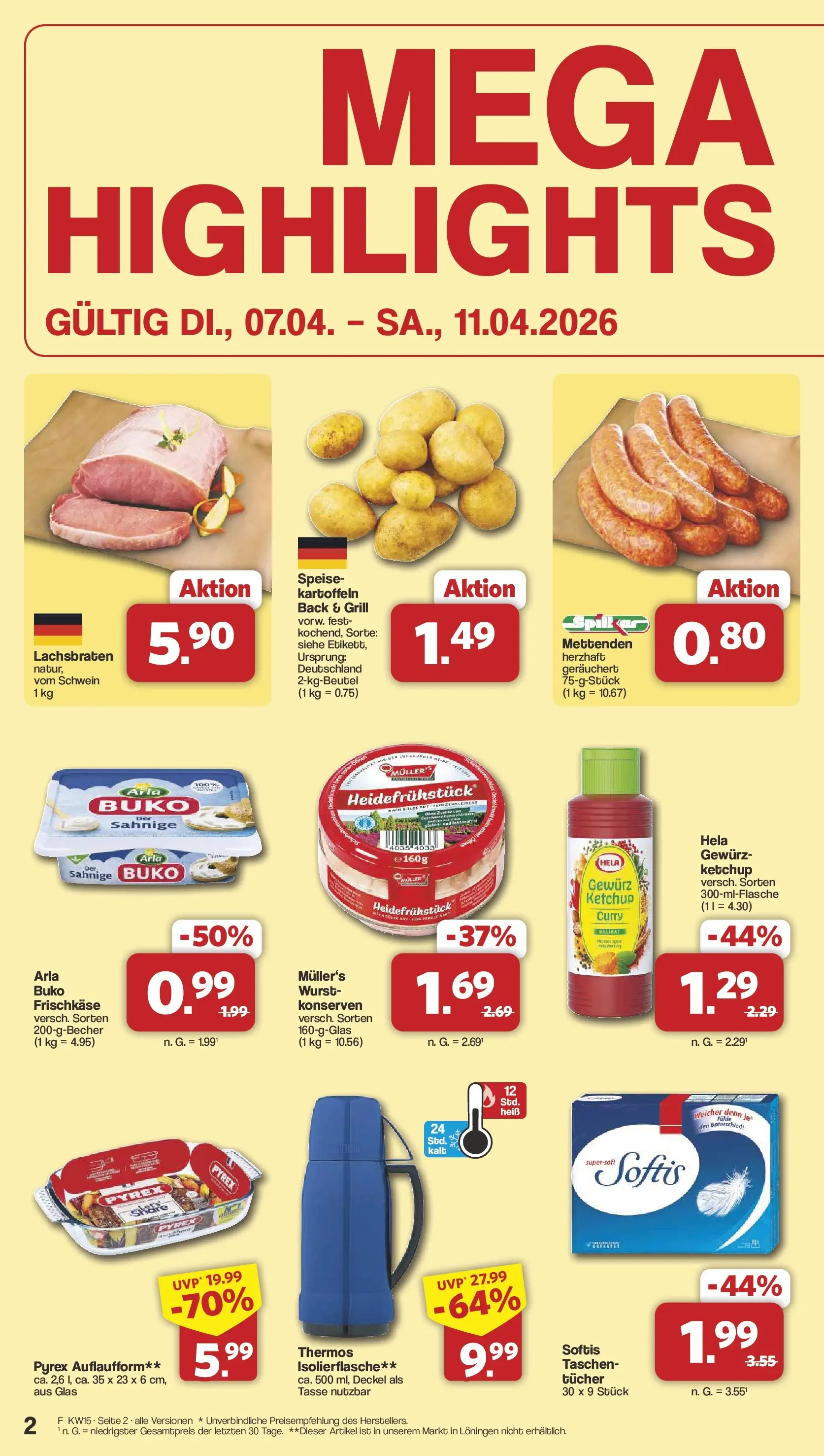 Famila Nordwest Wochenangebote (ab 07.04.2026) zum Blättern | Seite: 2 | Produkte: Kartoffeln, Wurst, Ketchup, Frischkase