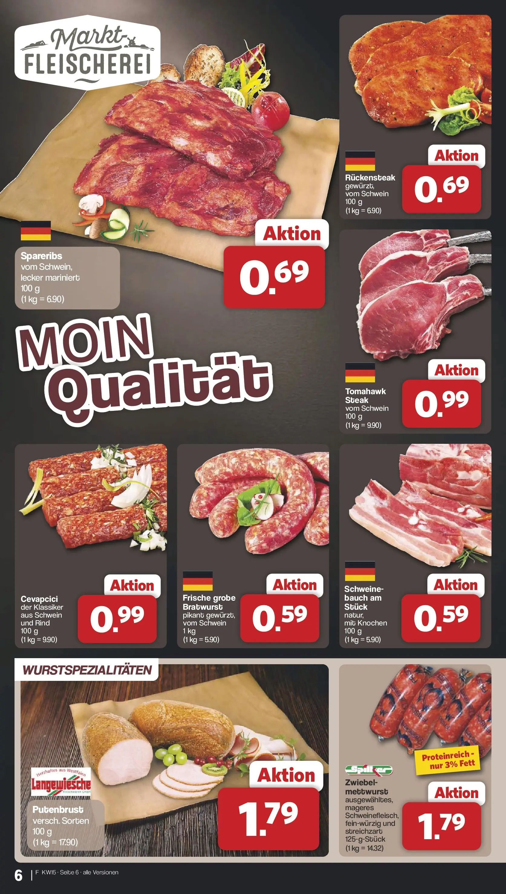 Famila Nordwest Wochenangebote (ab 07.04.2026) zum Blättern | Seite: 6 | Produkte: Bratwurst, Cevapcici, Steak