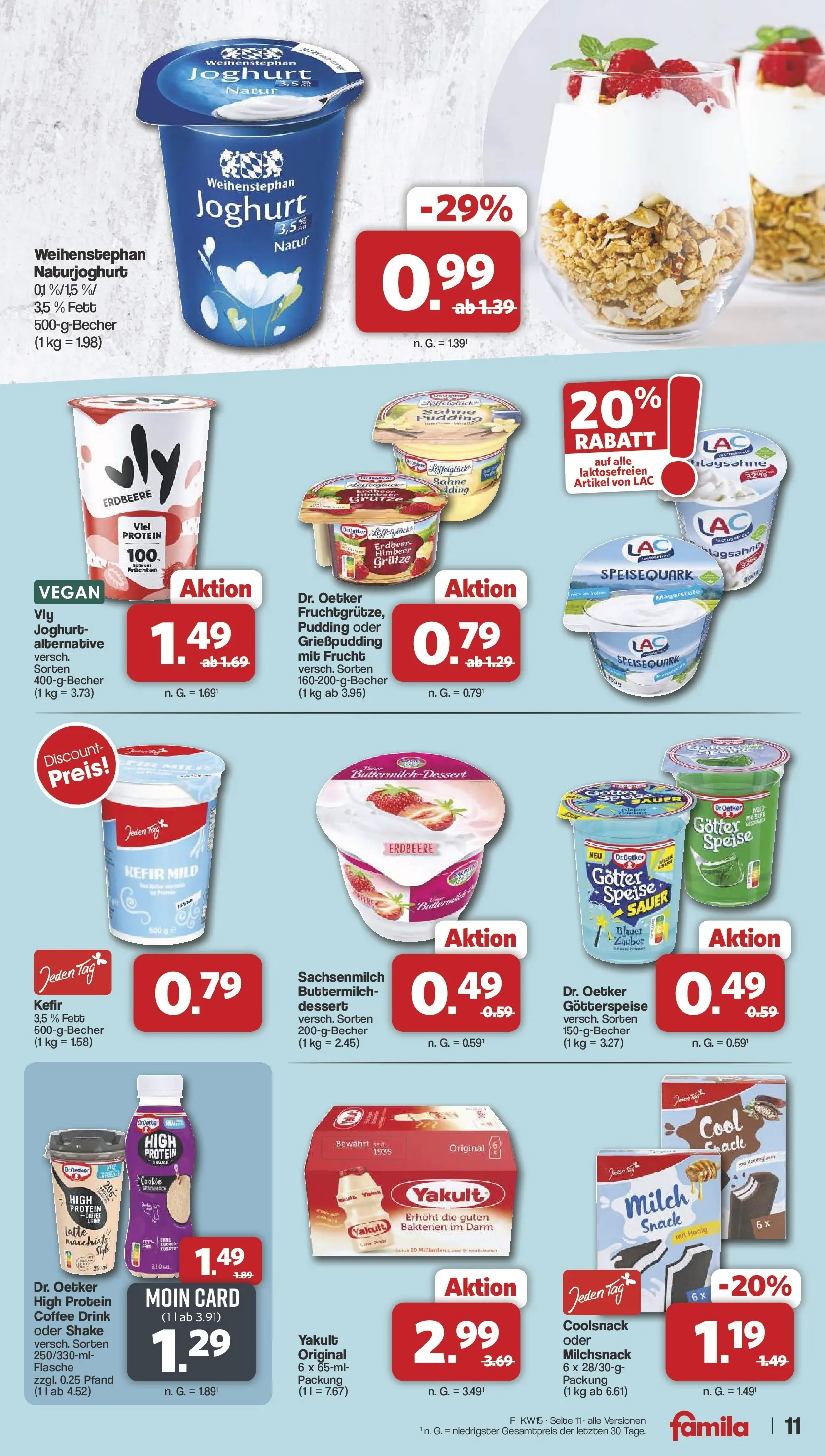 Famila Nordwest Wochenangebote (ab 07.04.2026) zum Blättern | Seite: 11 | Produkte: Milch, Joghurt, Pudding, Zucker
