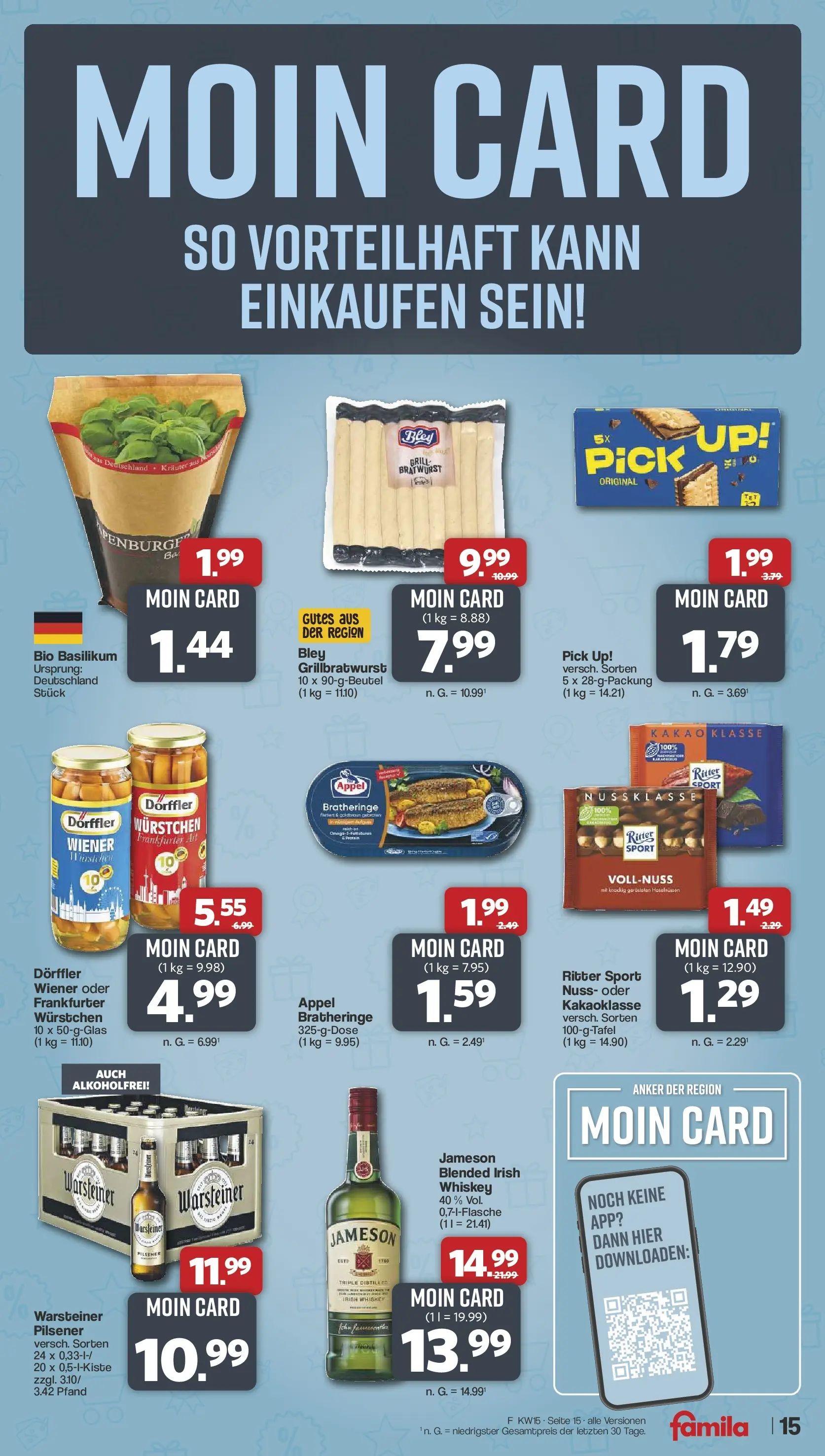 Famila Nordwest Wochenangebote (ab 07.04.2026) zum Blättern | Seite: 15 | Produkte: Ritter sport, Bratwurst, Jameson, Whiskey