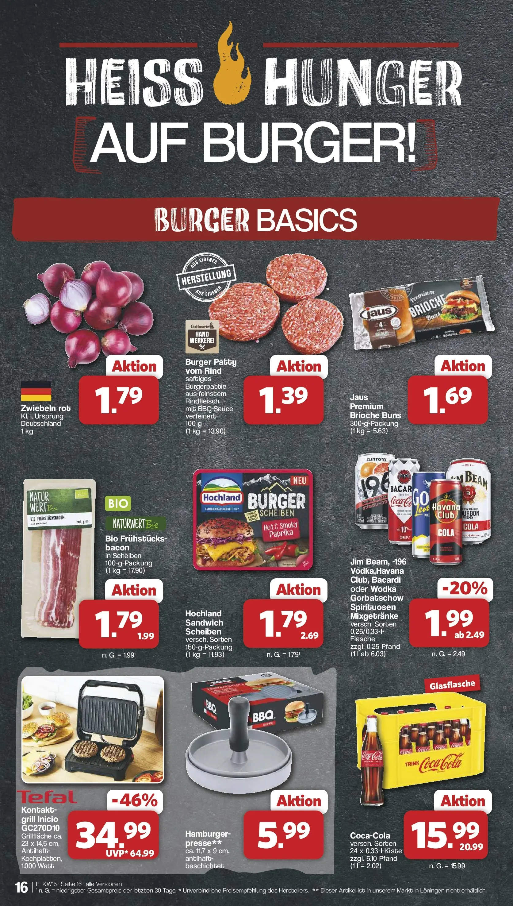 Famila Nordwest Wochenangebote (ab 07.04.2026) zum Blättern | Seite: 16 | Produkte: Bacardi, Burger, Zwiebeln, Whiskey