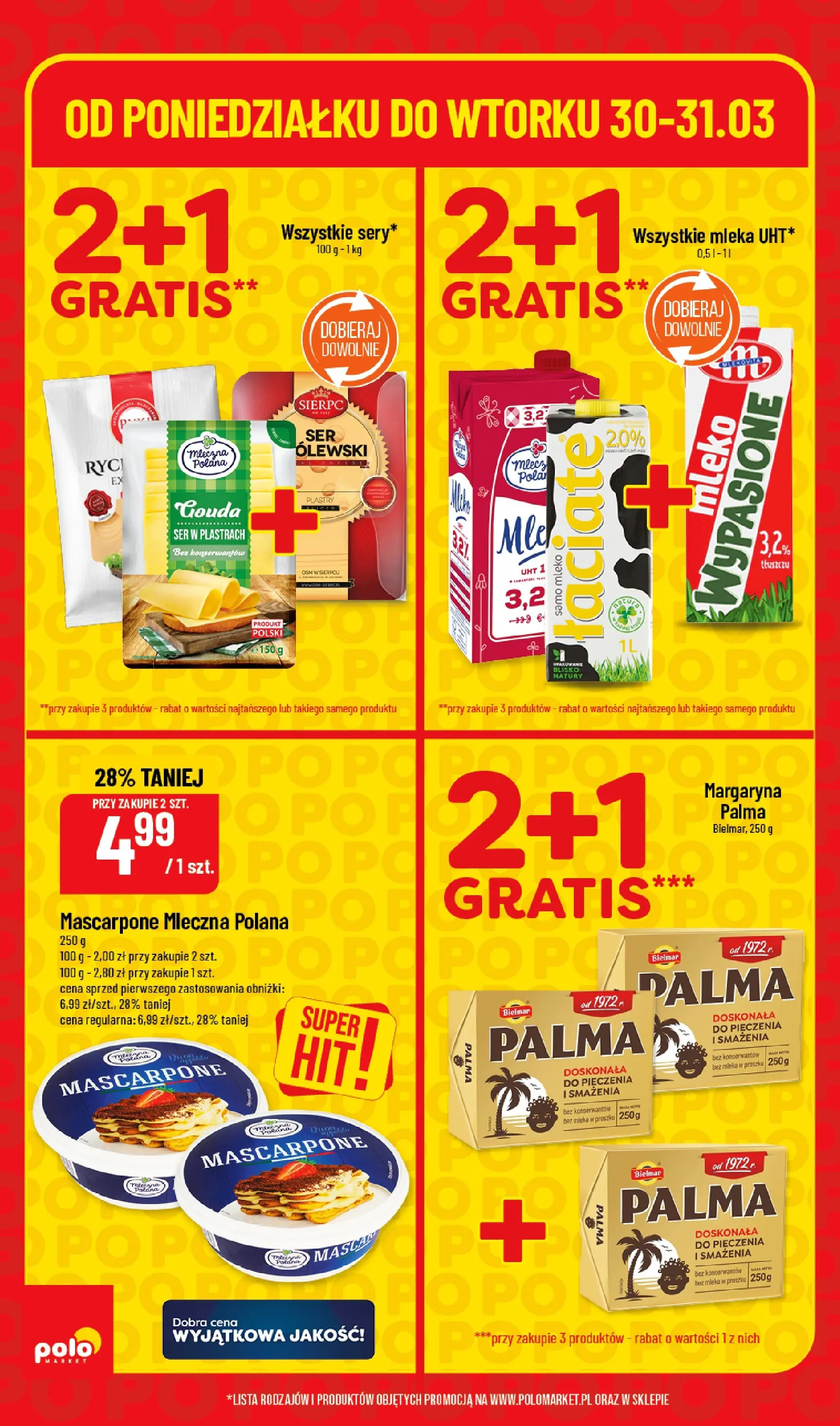 Nowa POLOmarket gazetka od jutra 30.03.2026 | Strona: 4 | Produkty: Mleka, Mascarpone, Mleko, Ser
