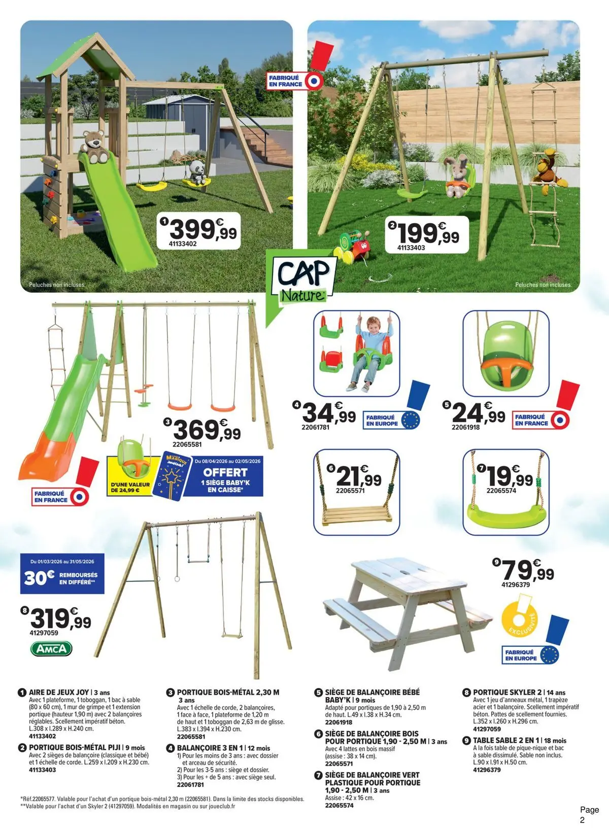 Offres - LE PLEIN AIR VERSION EXTRA 【Avril】 | Page: 2 | Produits: Toboggan, Bac à sable, Table, Jeux