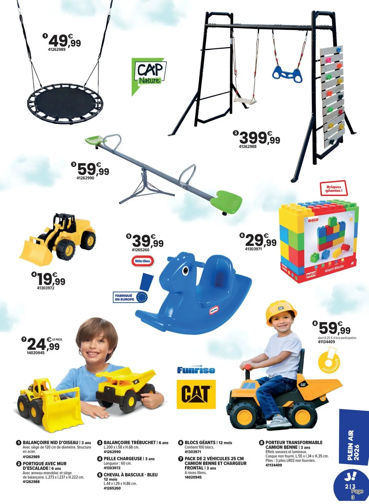 Offres - LE PLEIN AIR VERSION EXTRA 【Avril】 | Page: 3 | Produits: Briques, Balançoire nid d'oiseau, Piles, Casque