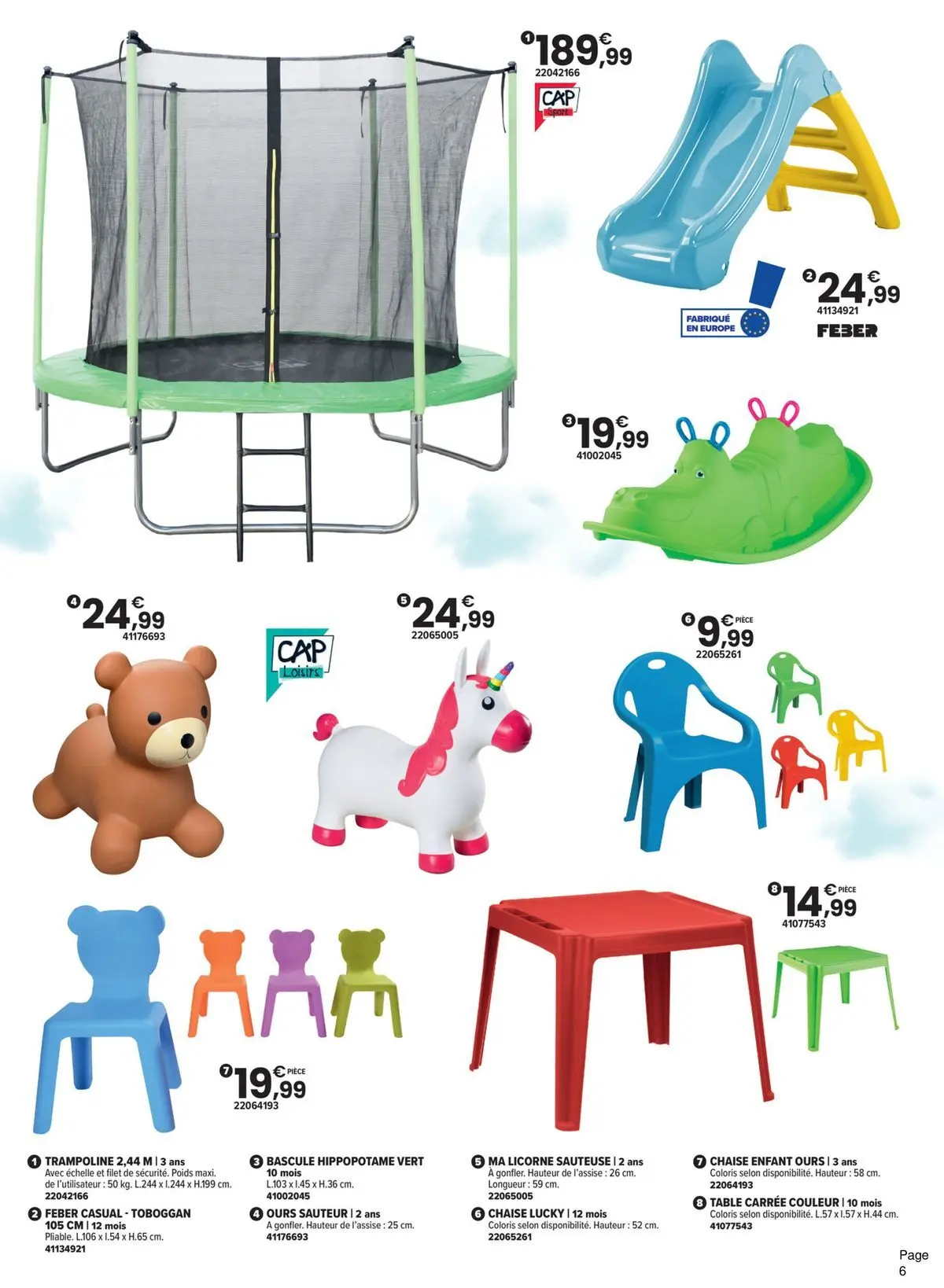 Offres - LE PLEIN AIR VERSION EXTRA 【Avril】 | Page: 6 | Produits: Trampoline, Toboggan, Poids, Table