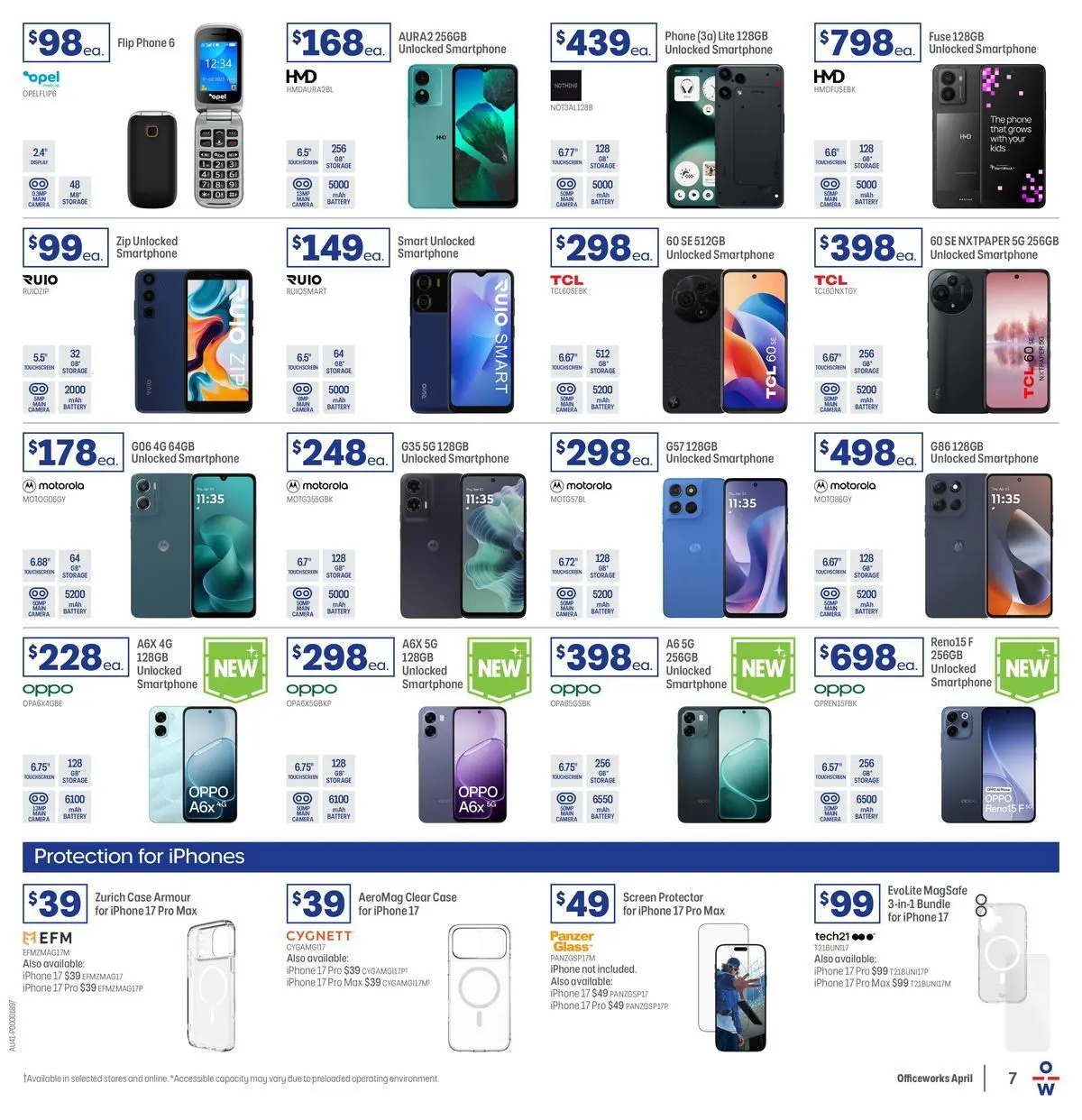 Officeworks - April Trade - 30/03/2026 > weekly / monthly specials | Page: 7 | Products: Phone, Camera, Iphone, Screen