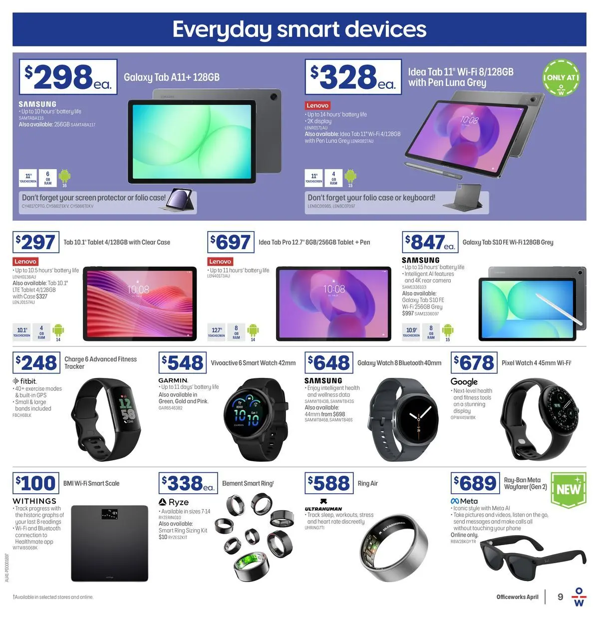 Officeworks - April Trade - 30/03/2026 > weekly / monthly specials | Page: 9 | Products: Battery, Keyboard, Scale, Screen