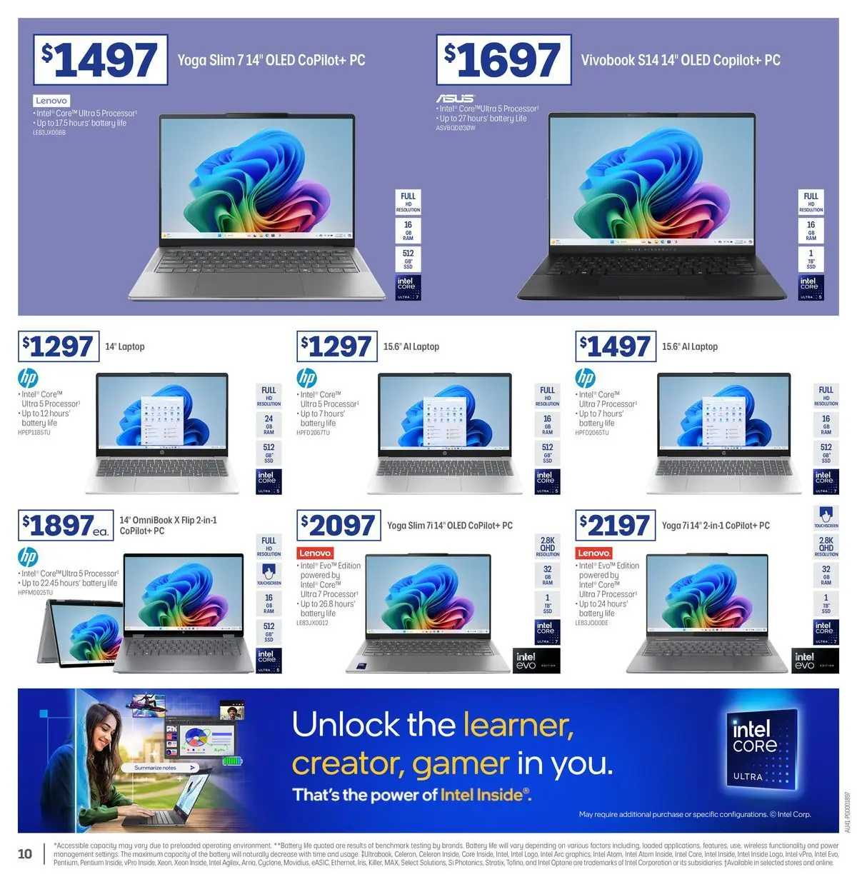 Officeworks - April Trade - 30/03/2026 > weekly / monthly specials | Page: 10 | Products: Battery, Pc, Laptop