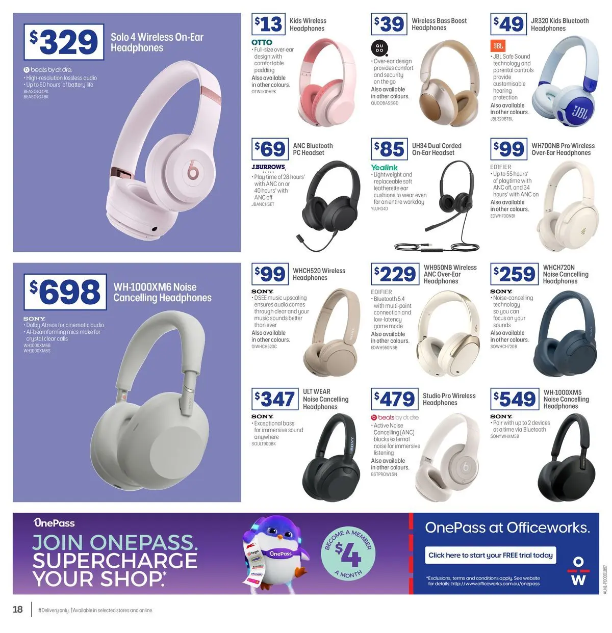 Officeworks - April Trade - 30/03/2026 > weekly / monthly specials | Page: 18 | Products: Audio, Headphones, Game, Safe