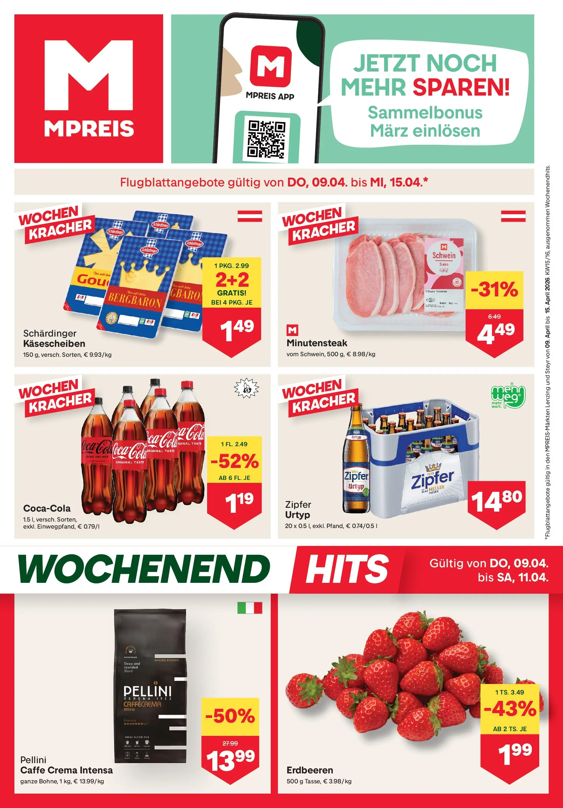 MPREIS Steyr von 09.04.2026 - Aktuelle Angebote | Seite: 1 | Produkte: Erdbeeren, Zucker