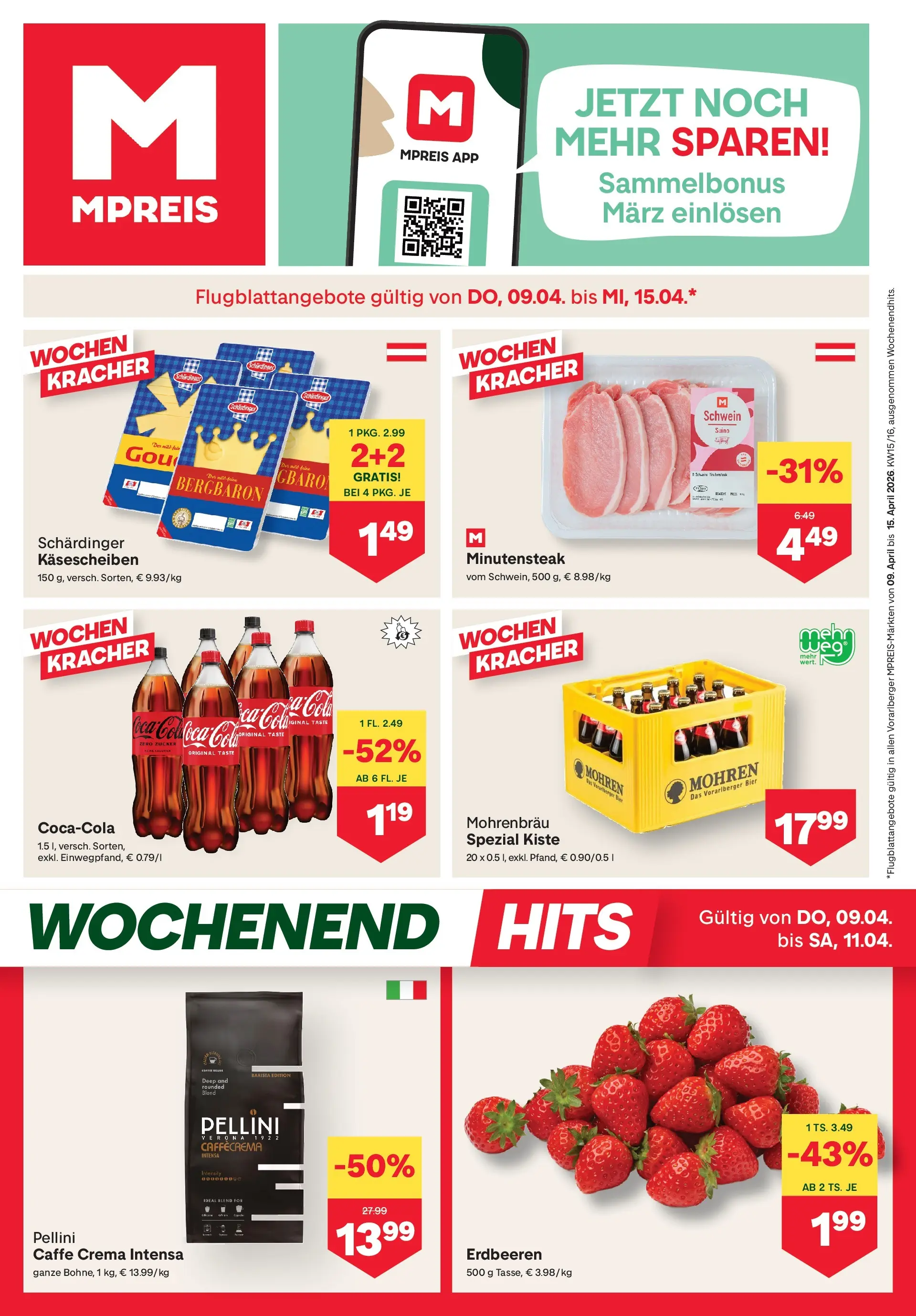 MPREIS St.Gallenkirch von 08.04.2026 - Aktuelle Angebote | Seite: 1 | Produkte: Erdbeeren, Zucker, Bier