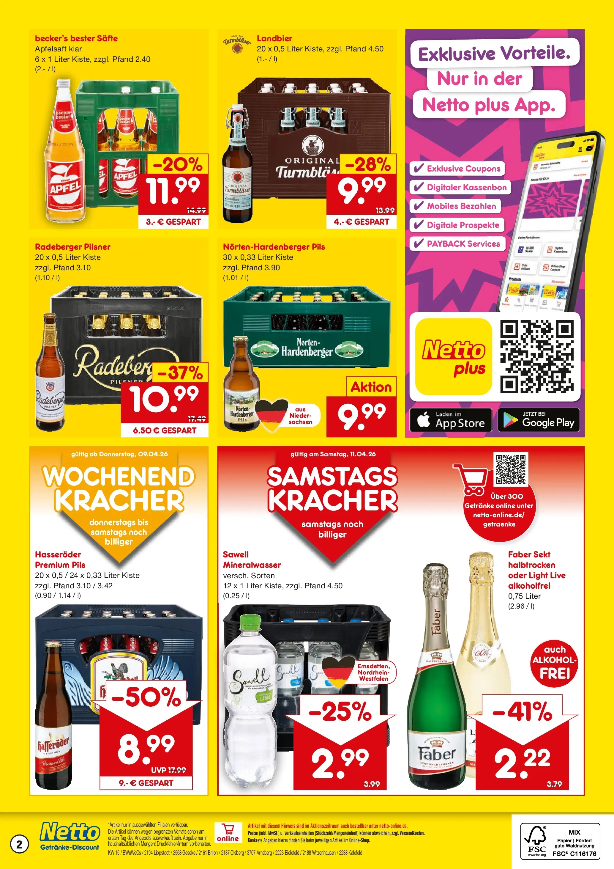 Netto Marken-Discount Prospekt Lippstadt	 (ab 07.04.2026) » Angebote | Seite: 2 | Produkte: Sekt, Mineralwasser, Hasseröder, Radeberger pilsner