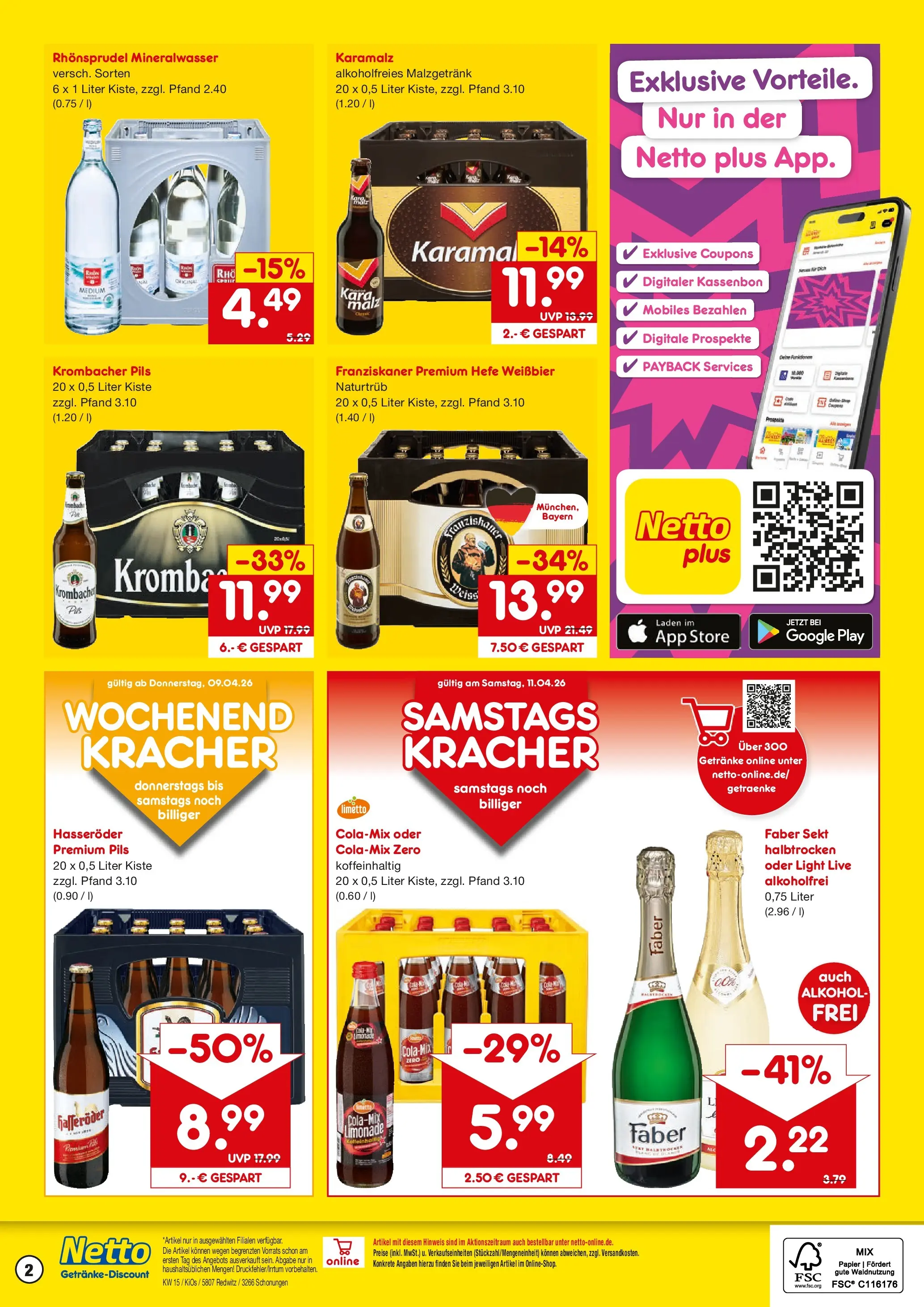 Netto Marken-Discount Prospekt Schonungen	 (ab 07.04.2026) » Angebote | Seite: 2 | Produkte: Franziskaner, Weißbier, Hefe weissbier, Hasseröder