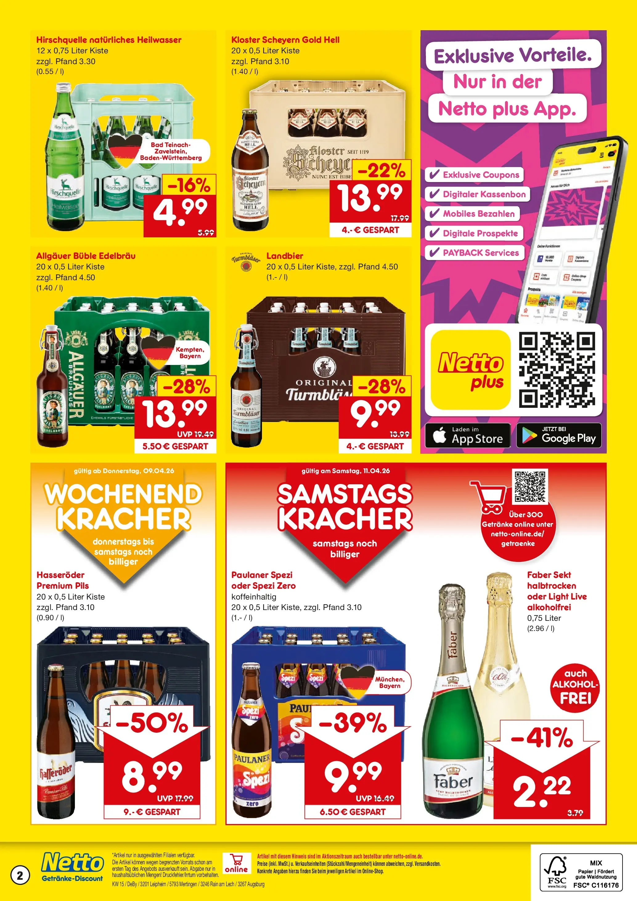 Netto Marken-Discount Prospekt Leipheim	 (ab 07.04.2026) » Angebote | Seite: 2 | Produkte: Paulaner spezi, Bad, Pils, Paulaner