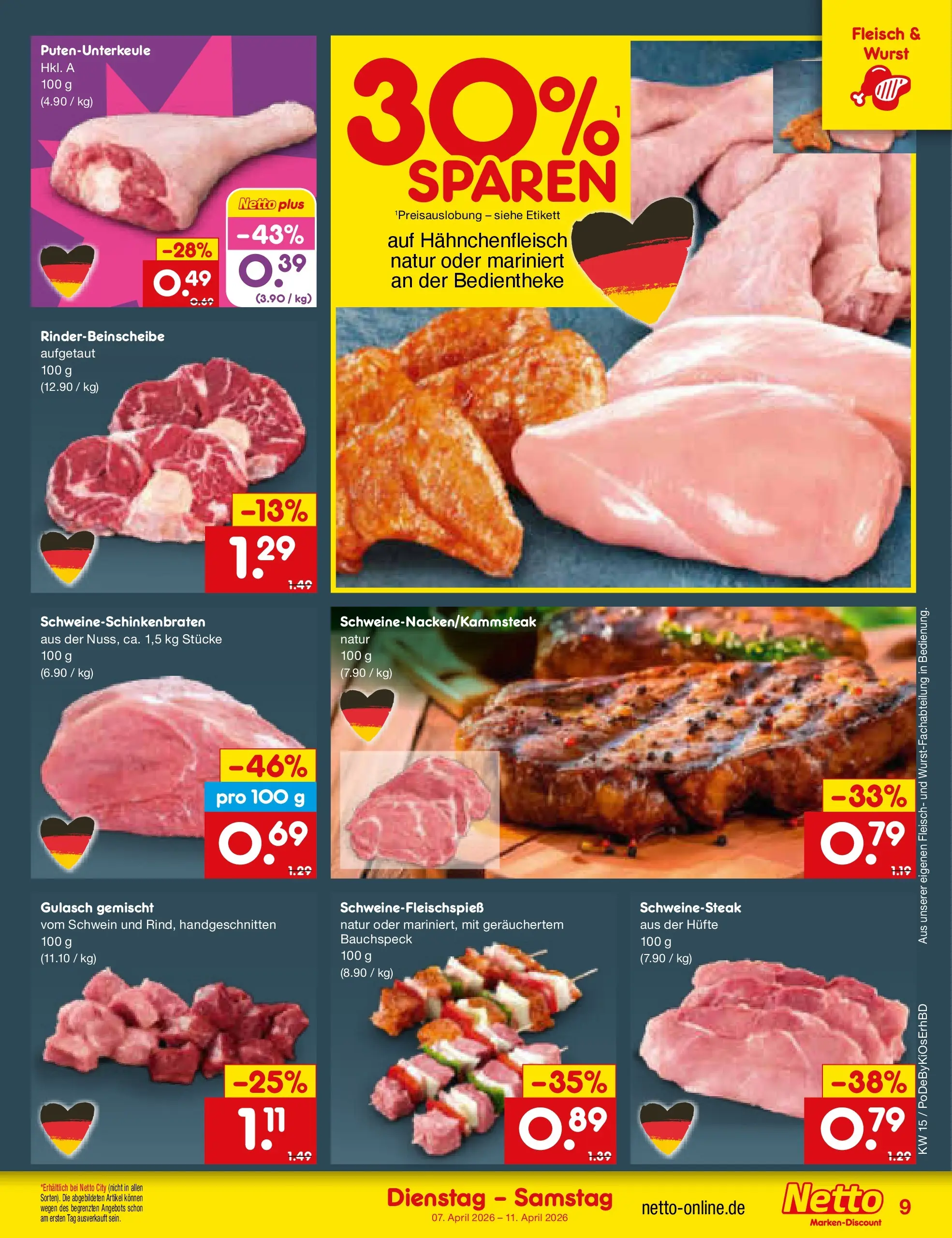 Netto Marken-Discount Prospekt Buttenwiesen	 (ab 07.04.2026) » Angebote | Seite: 11 | Produkte: Gulasch, Wurst, Fleisch