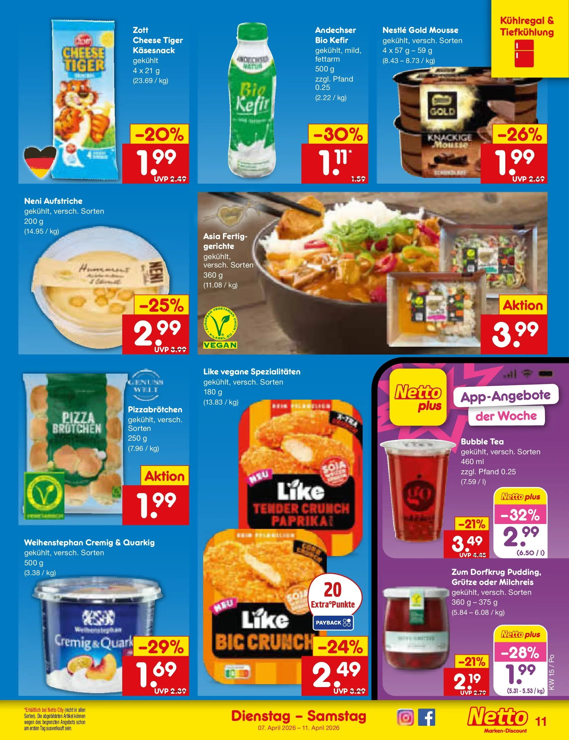 Netto Marken-Discount Prospekt Regensburg	 (ab 07.04.2026) » Angebote | Seite: 13 | Produkte: Kefir, Pizza