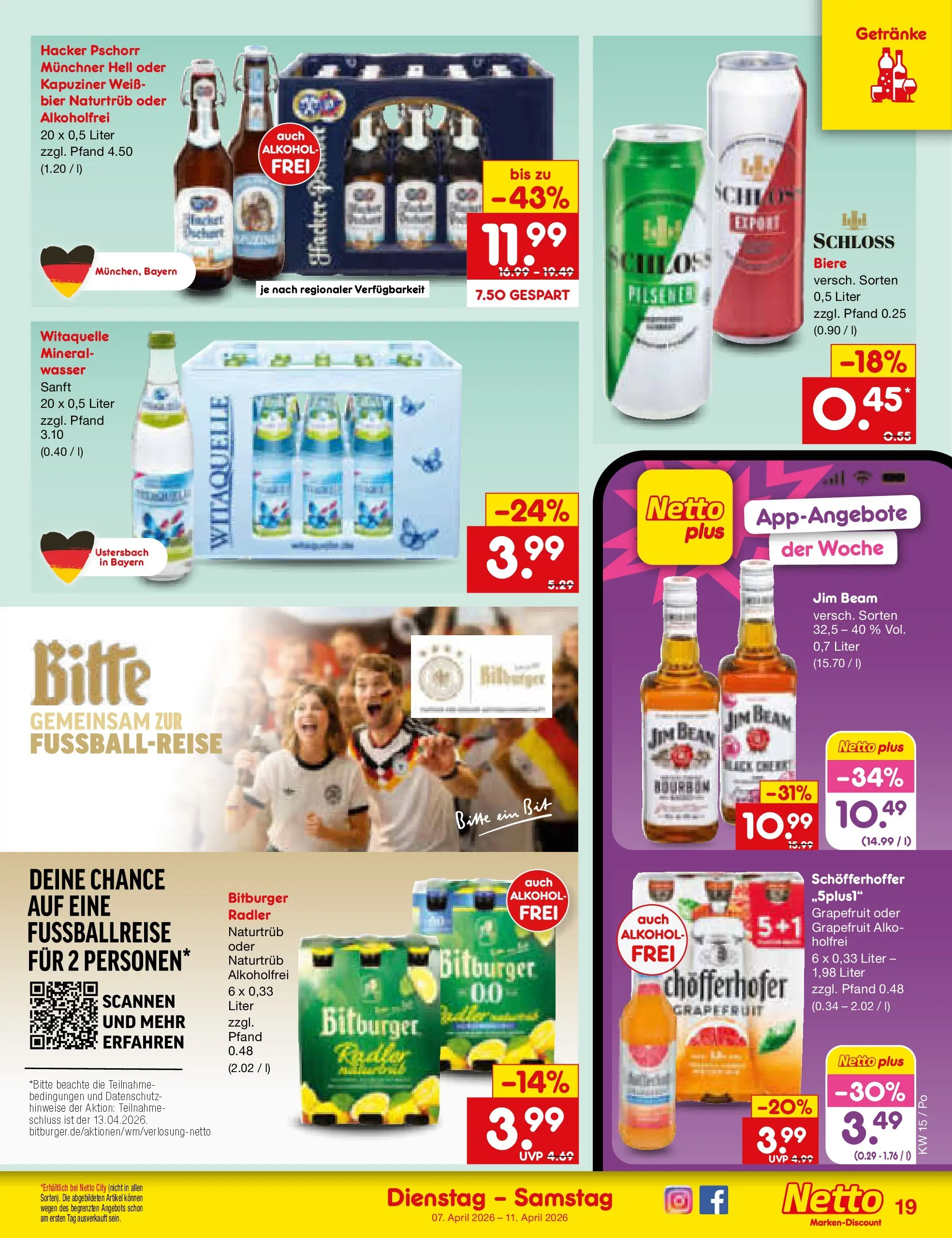 Netto Marken-Discount Prospekt Regensburg	 (ab 07.04.2026) » Angebote | Seite: 21 | Produkte: Bitburger, Jim beam, Grapefruit, Bourbon