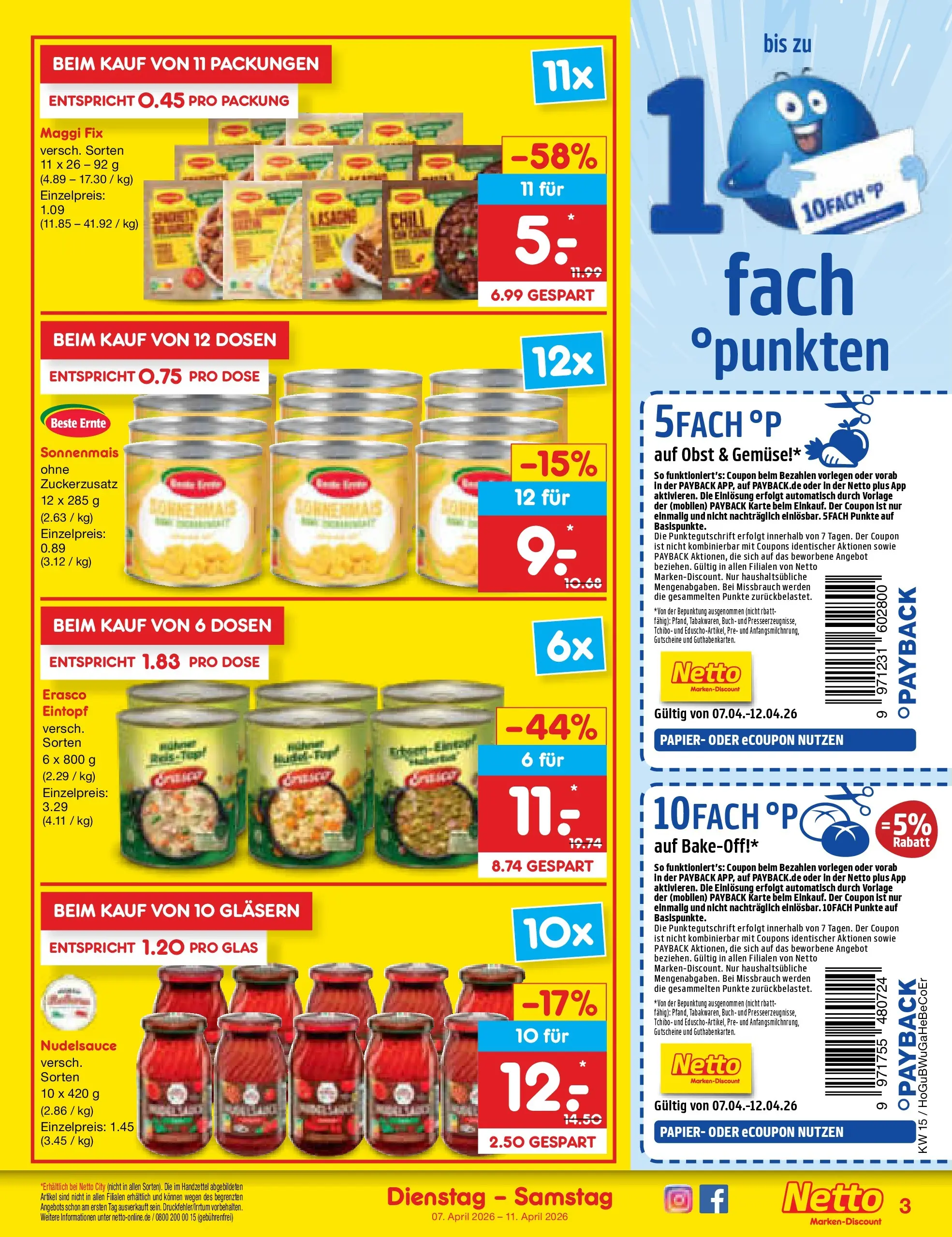 Netto Marken-Discount Prospekt Hamburg	 (ab 07.04.2026) » Angebote | Seite: 3 | Produkte: Maggi, Gemüse, Maggi fix, Erasco