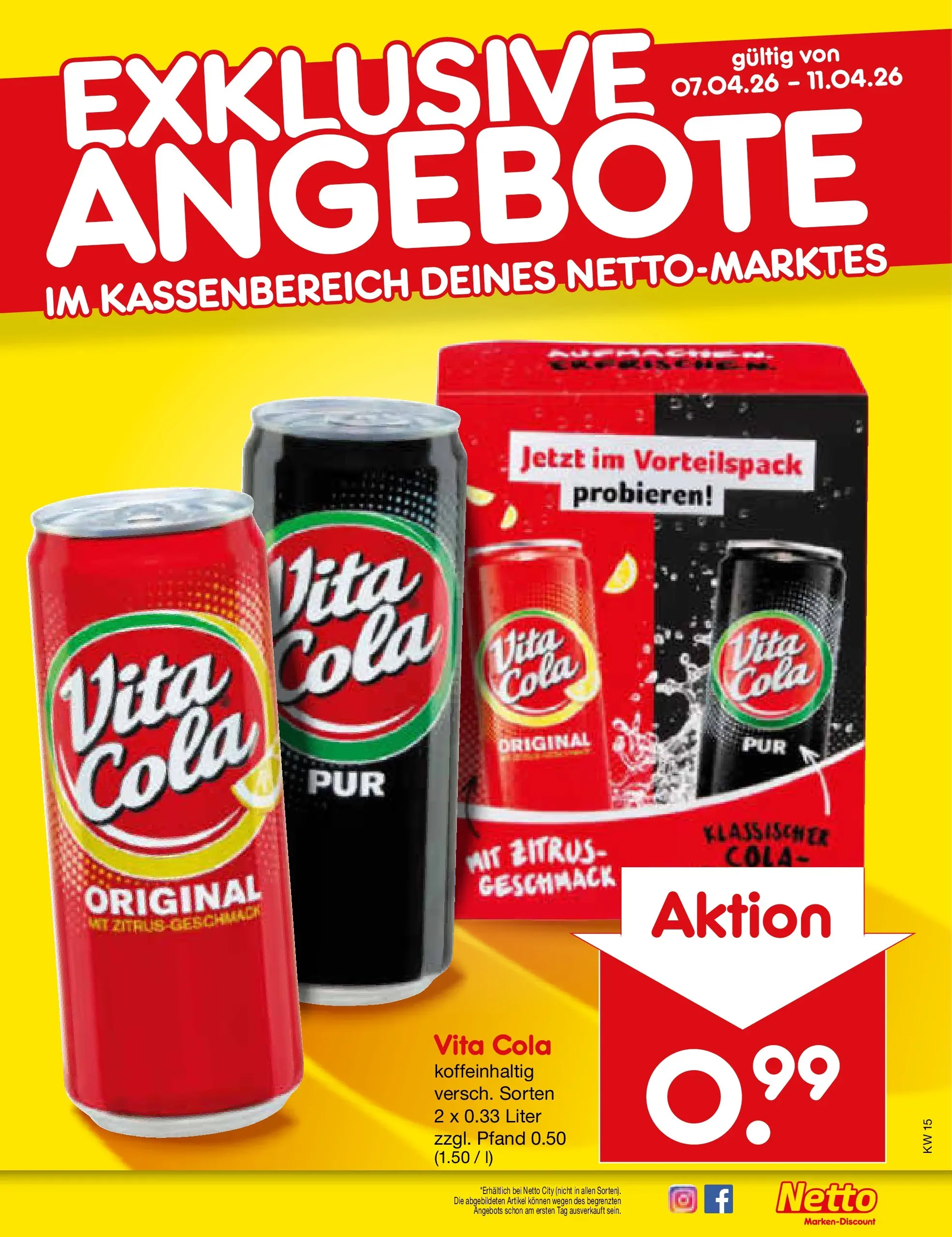Netto Marken-Discount Prospekt Bad Friedrichshall	 (ab 07.04.2026) » Angebote | Seite: 25 | Produkte: Cola, Vita cola