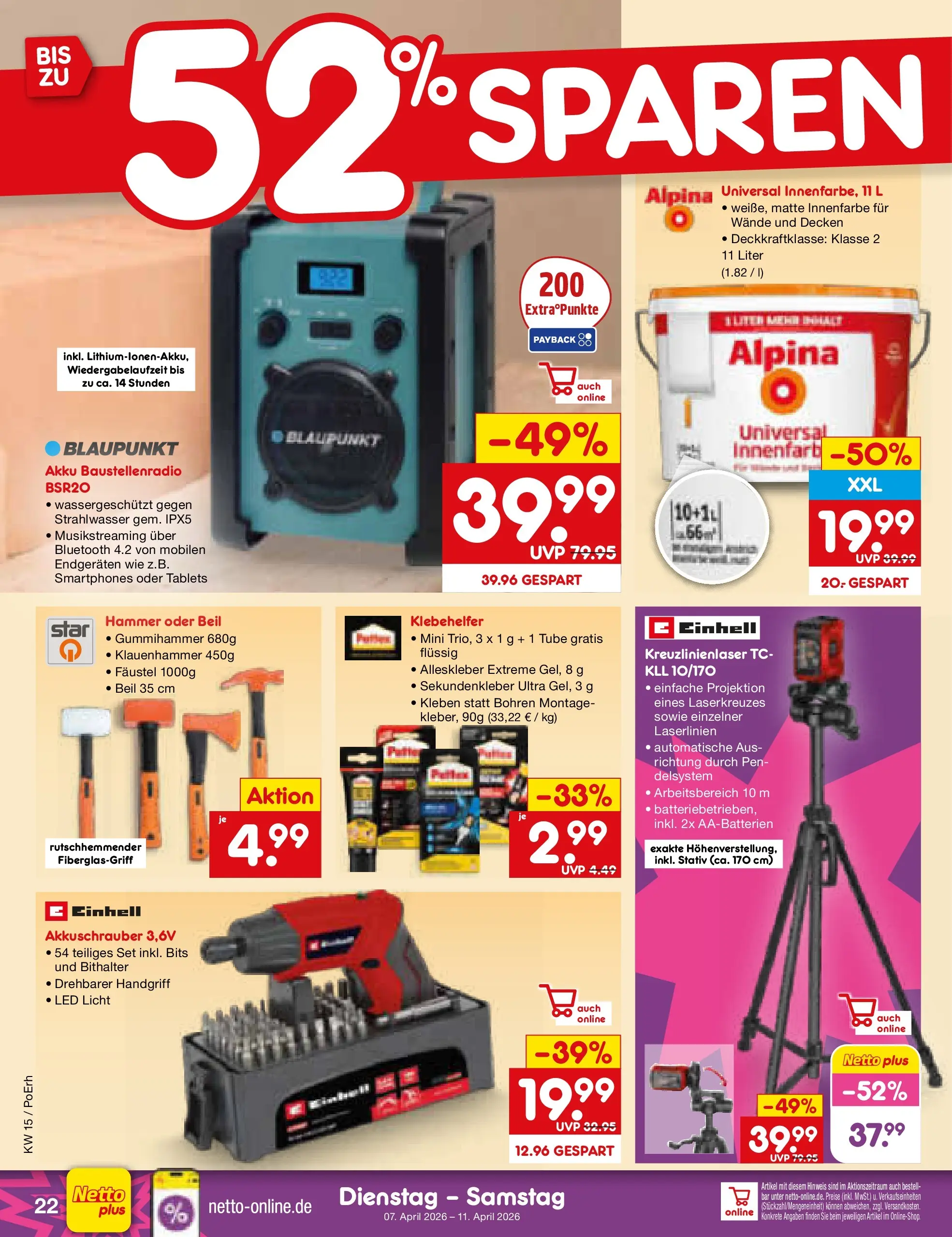 Netto Marken-Discount Prospekt Regensburg	 (ab 07.04.2026) » Angebote | Seite: 30 | Produkte: Smartphones, Akkuschrauber, Stativ