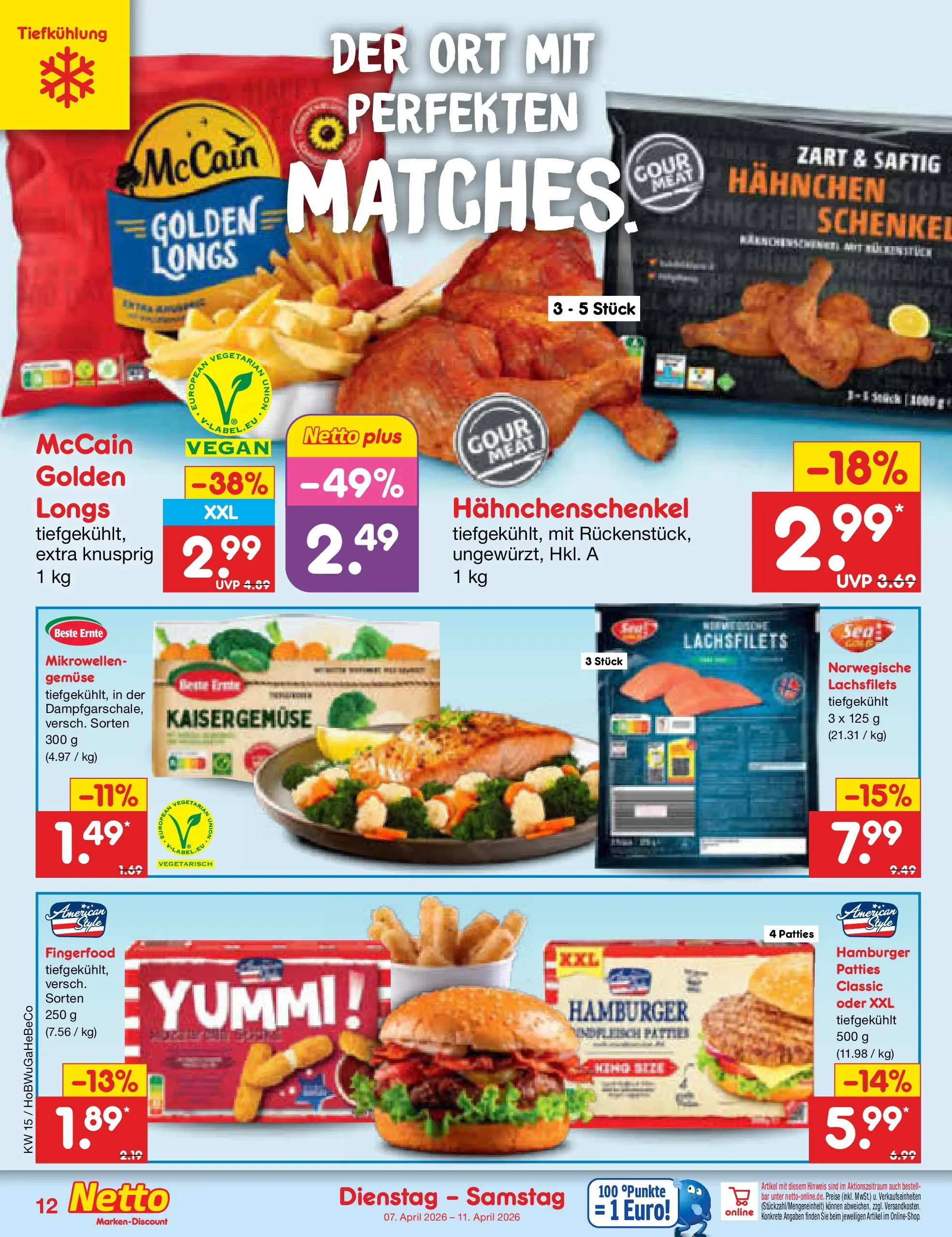 Netto Marken-Discount Prospekt Hamburg	 (ab 07.04.2026) » Angebote | Seite: 14 | Produkte: Hahnchen, Hahnchenschenkel, McCain, Gemüse
