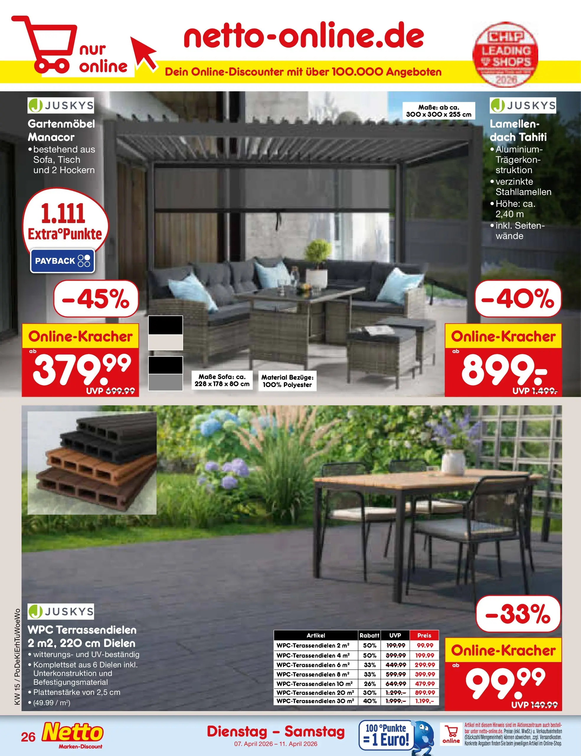 Netto Marken-Discount Prospekt Bad Friedrichshall	 (ab 07.04.2026) » Angebote | Seite: 42 | Produkte: Sofa, Tisch, Gartenmöbel