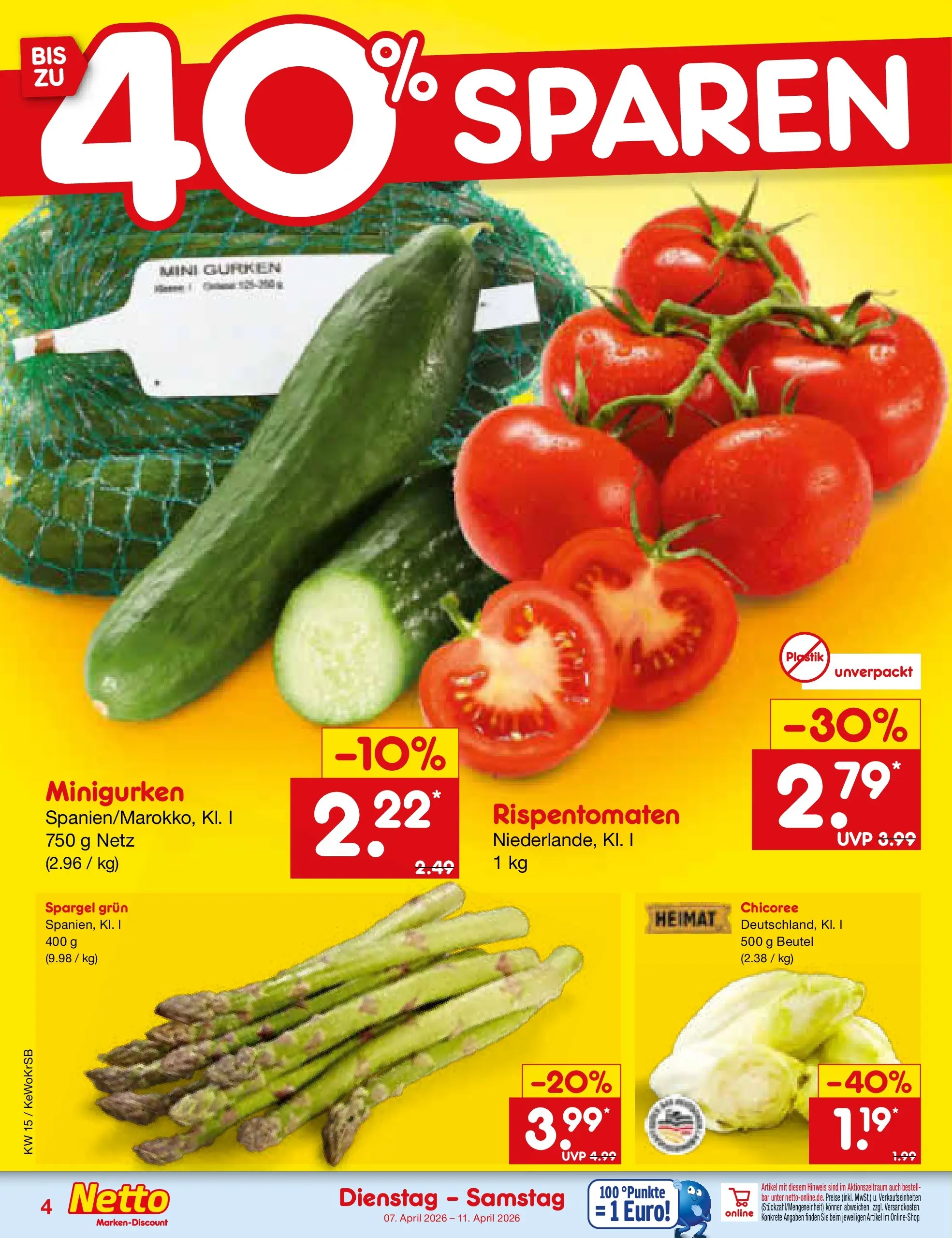 Netto Marken-Discount Prospekt Bonn	 (ab 07.04.2026) » Angebote | Seite: 6 | Produkte: Spargel, Gurken