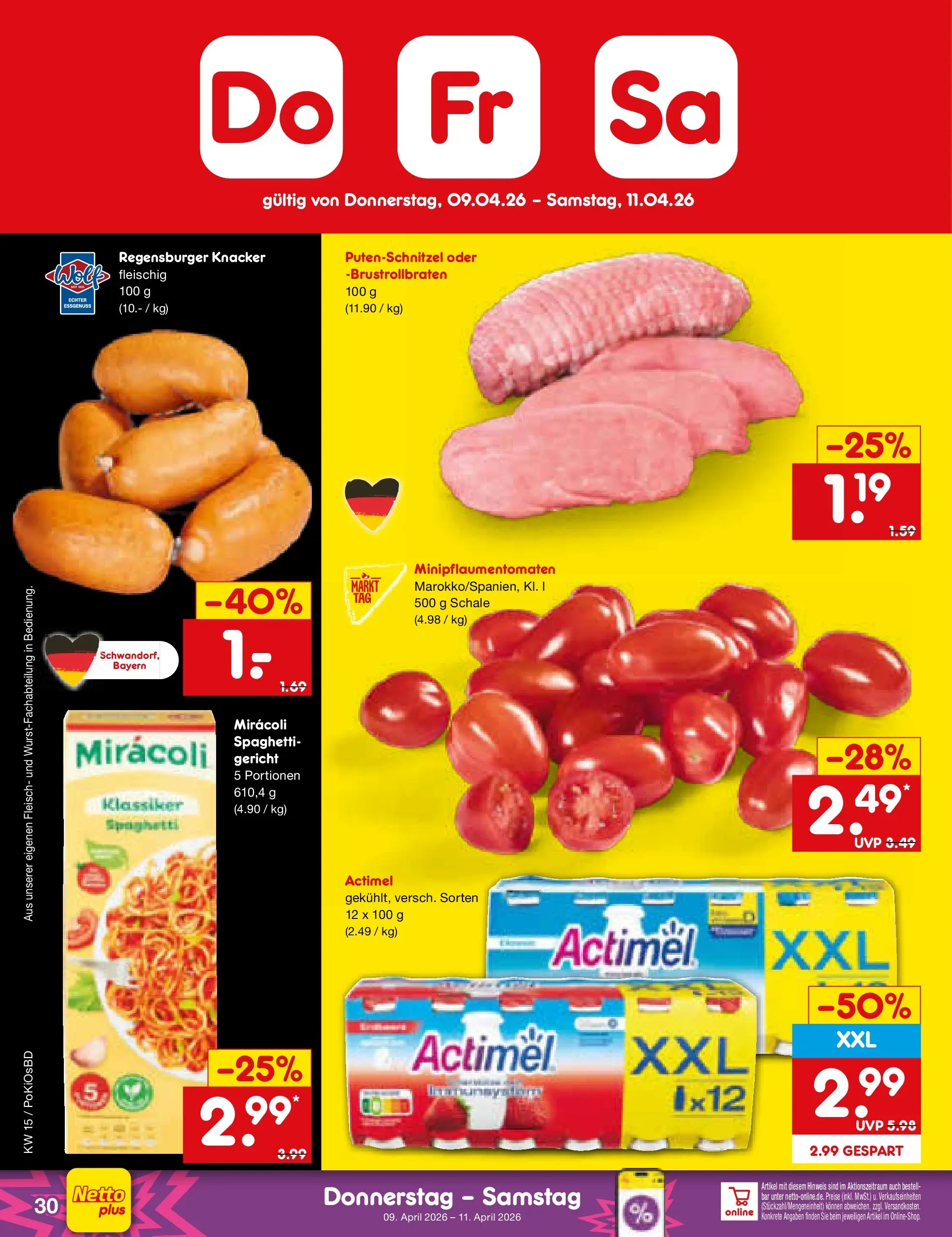 Netto Marken-Discount Prospekt Mistelbach	 (ab 07.04.2026) » Angebote | Seite: 46 | Produkte: Actimel, Putenschnitzel, Fleisch