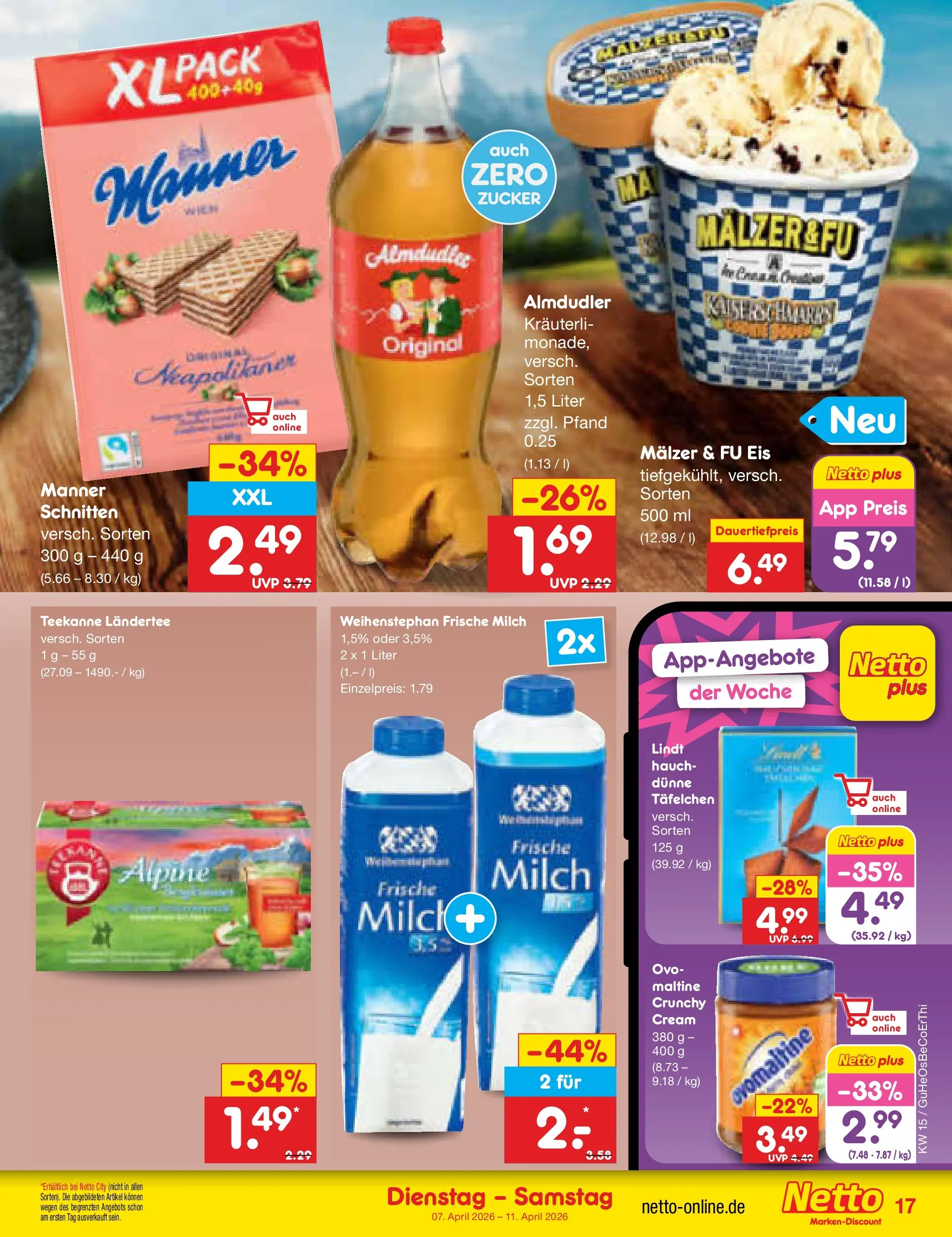 Netto Marken-Discount Prospekt Kröpelin	 (ab 07.04.2026) » Angebote | Seite: 19 | Produkte: Ovomaltine, Zucker, Teekanne, Lindt