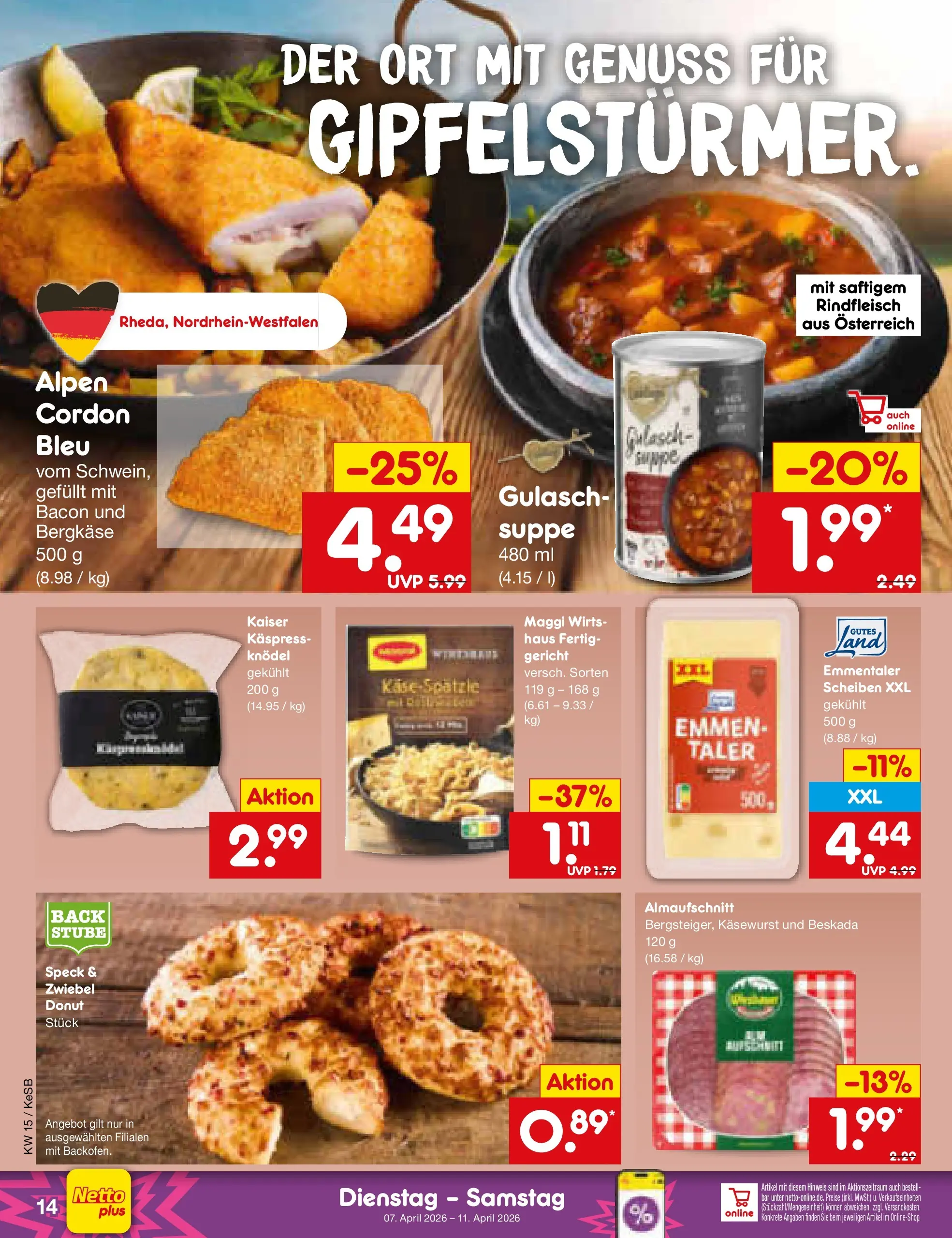 Netto Marken-Discount Prospekt Bonn	 (ab 07.04.2026) » Angebote | Seite: 16 | Produkte: Maggi, Gulasch, Rindfleisch
