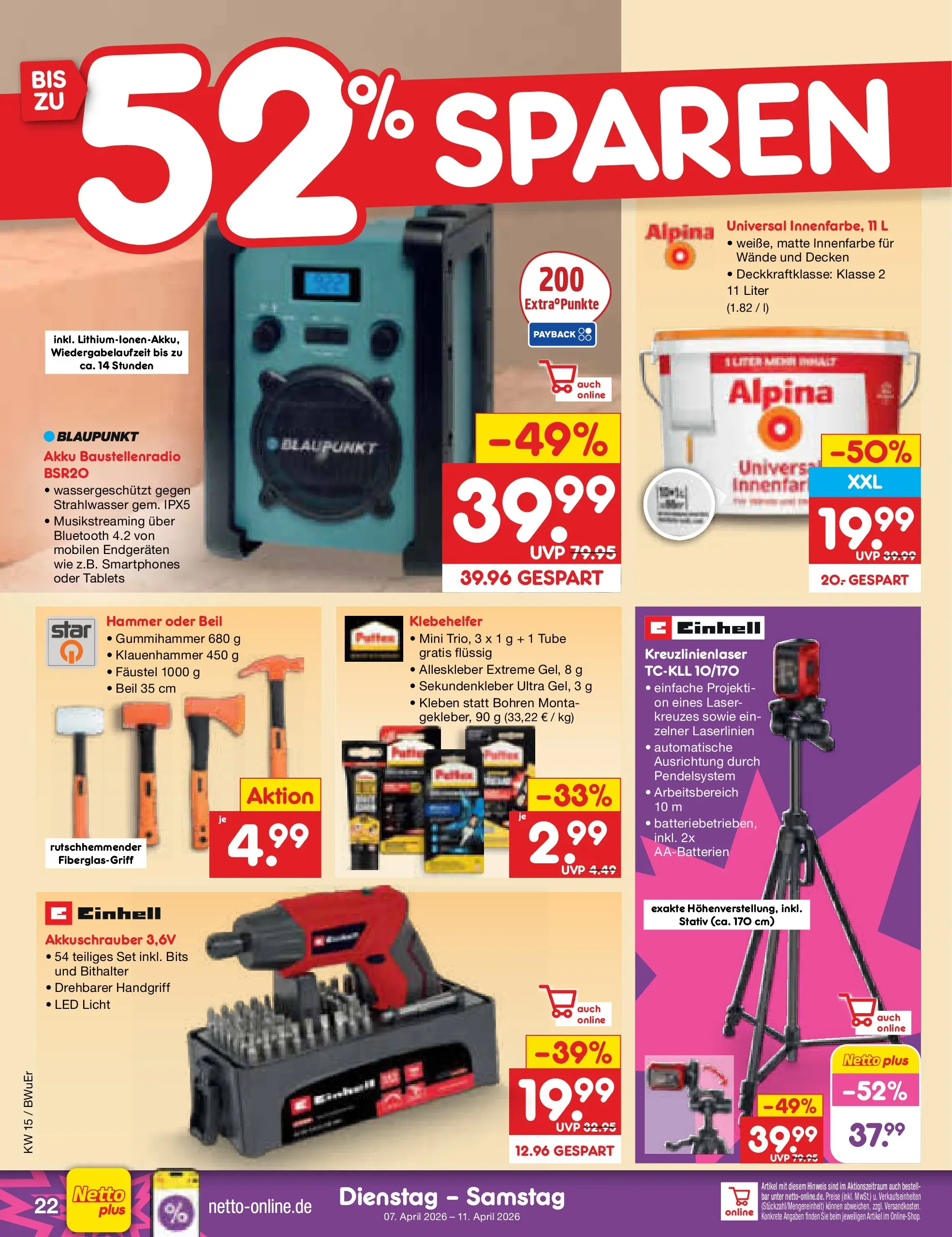 Netto Marken-Discount Prospekt Jena-Lobeda	 (ab 07.04.2026) » Angebote | Seite: 32 | Produkte: Smartphones, Akkuschrauber, Stativ