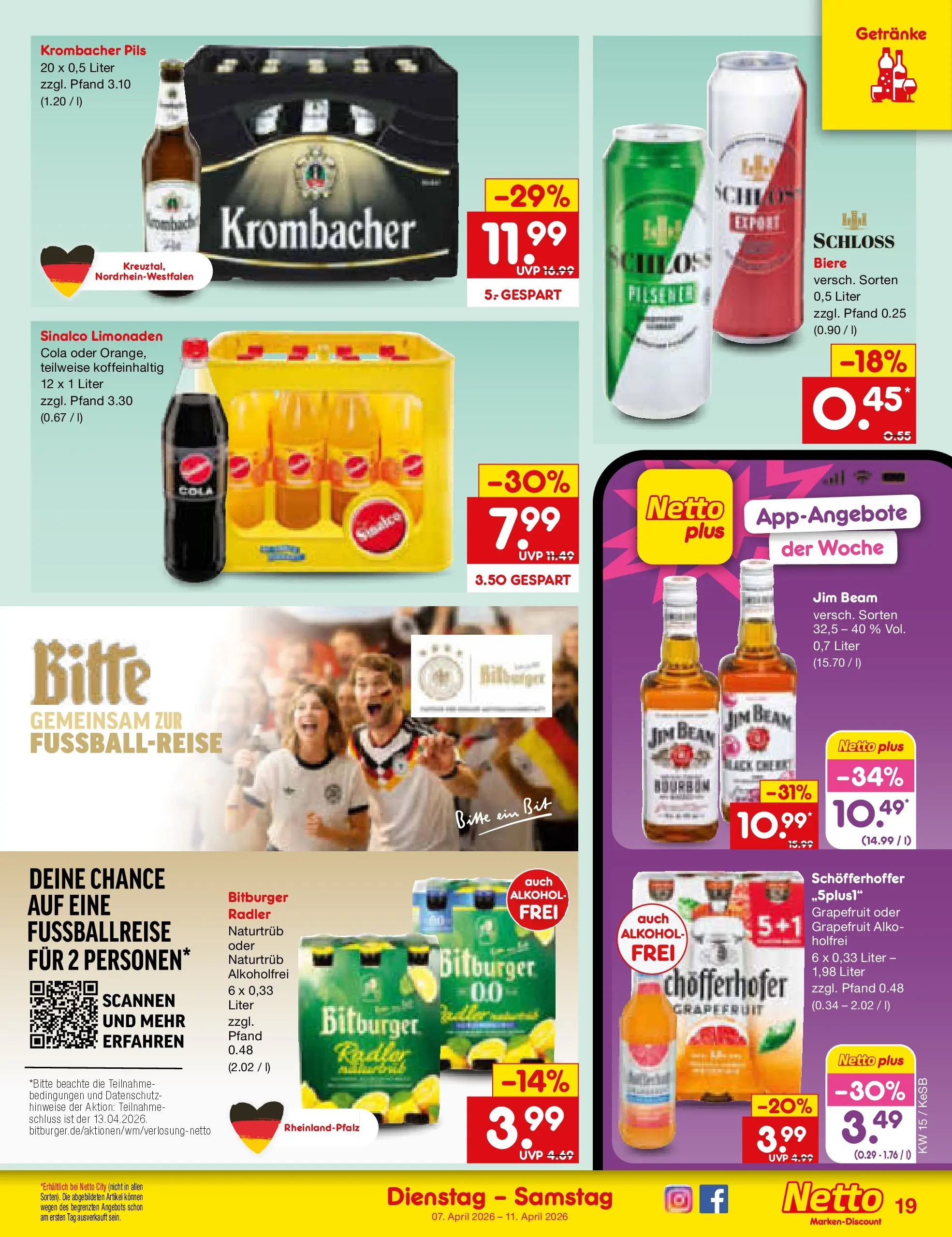 Netto Marken-Discount Prospekt Bonn	 (ab 07.04.2026) » Angebote | Seite: 21 | Produkte: Sinalco, Bitburger, Cola, Bourbon