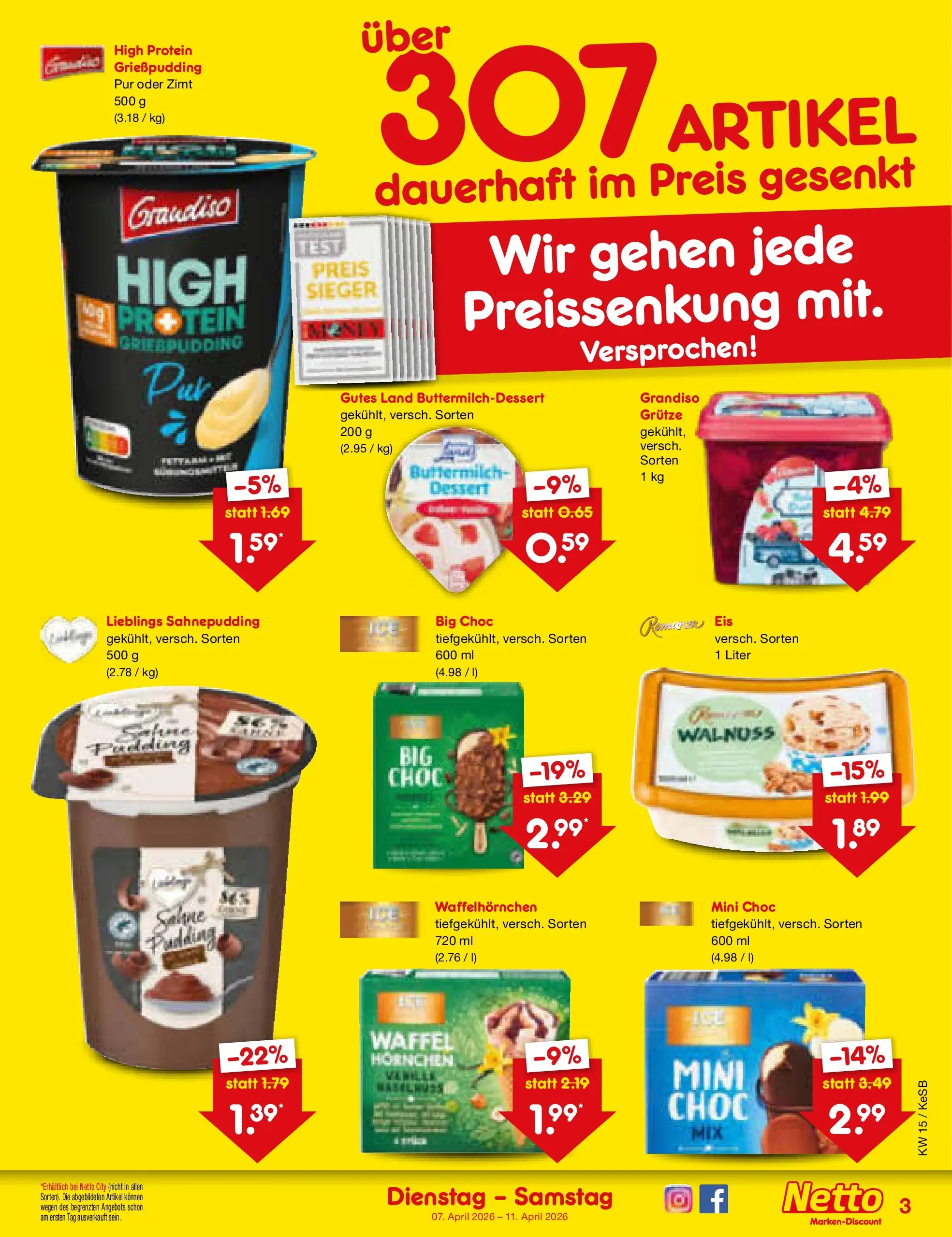 Netto Marken-Discount Prospekt Bonn	 (ab 07.04.2026) » Angebote | Seite: 29 | Produkte: Buttermilch, Pudding, Eis