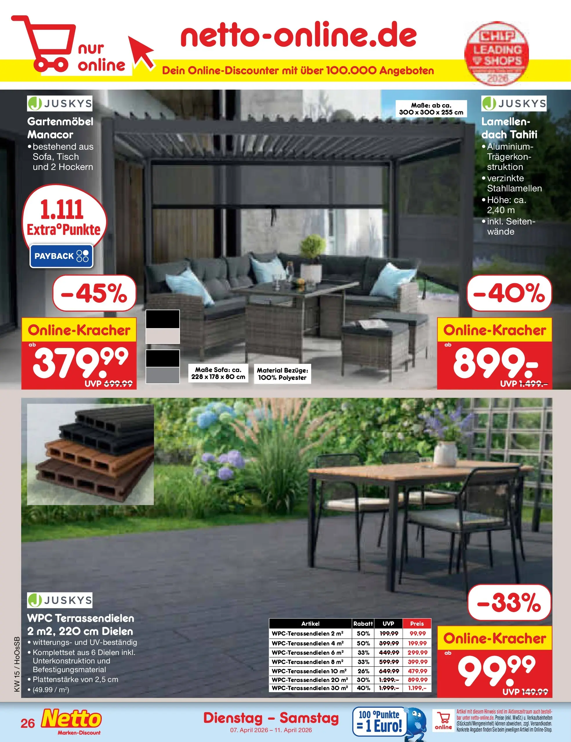 Netto Marken-Discount Prospekt Hamburg	 (ab 07.04.2026) » Angebote | Seite: 36 | Produkte: Sofa, Tisch, Gartenmöbel