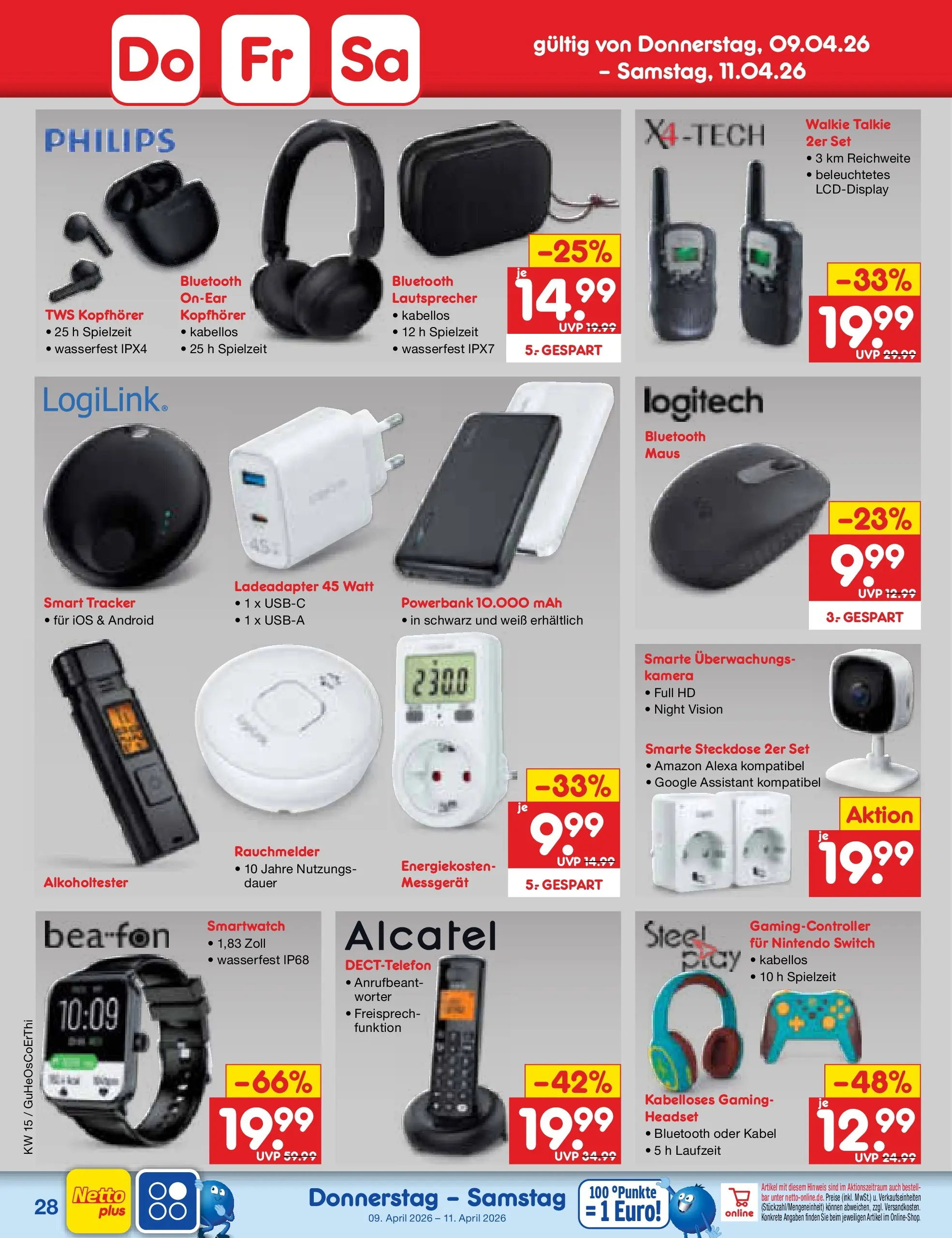 Netto Marken-Discount Prospekt Kröpelin	 (ab 07.04.2026) » Angebote | Seite: 36 | Produkte: Philips, Smartwatch, Headset, Powerbank