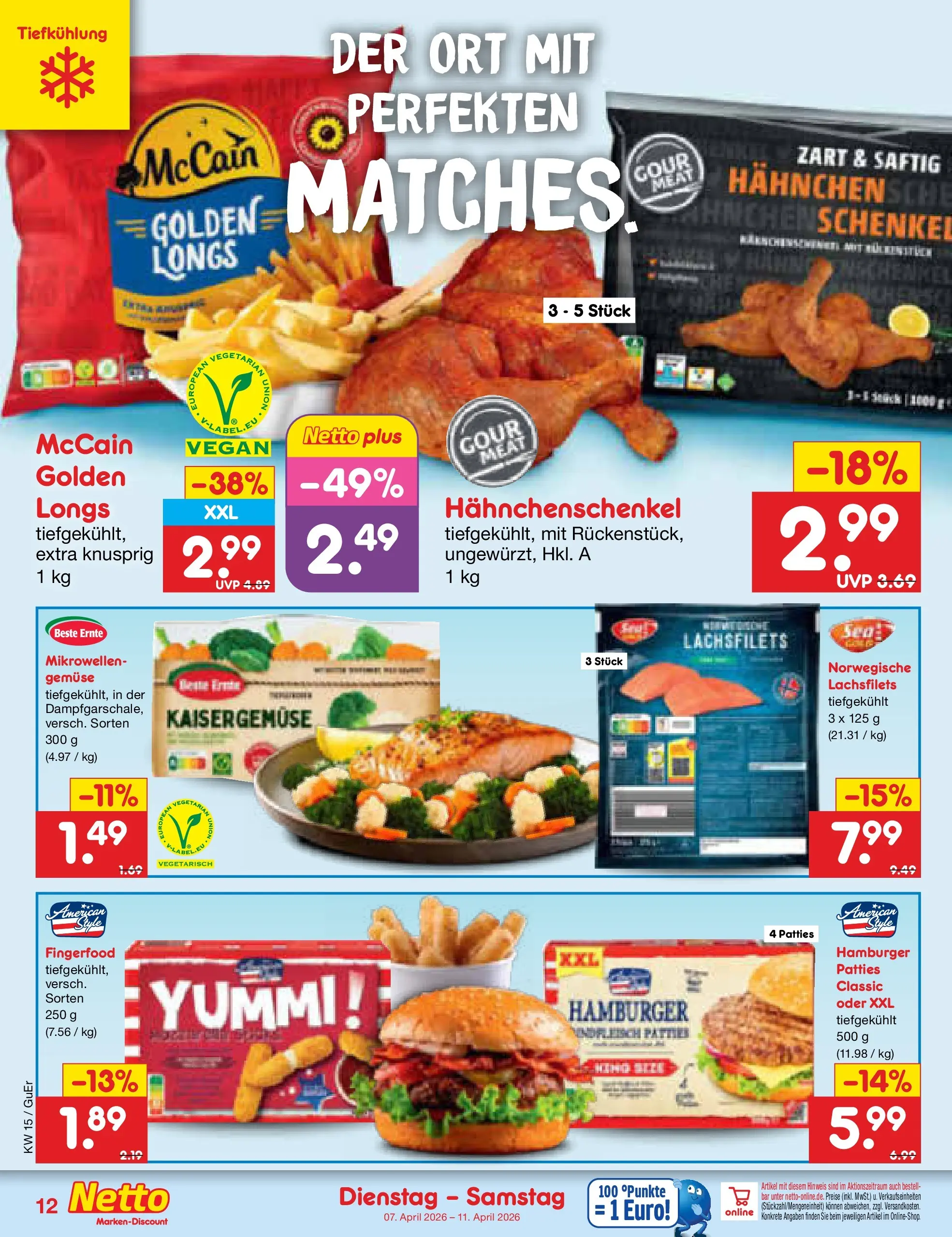 Netto Marken-Discount Prospekt Jena-Lobeda	 (ab 07.04.2026) » Angebote | Seite: 14 | Produkte: Hahnchen, Hahnchenschenkel, McCain, Gemüse