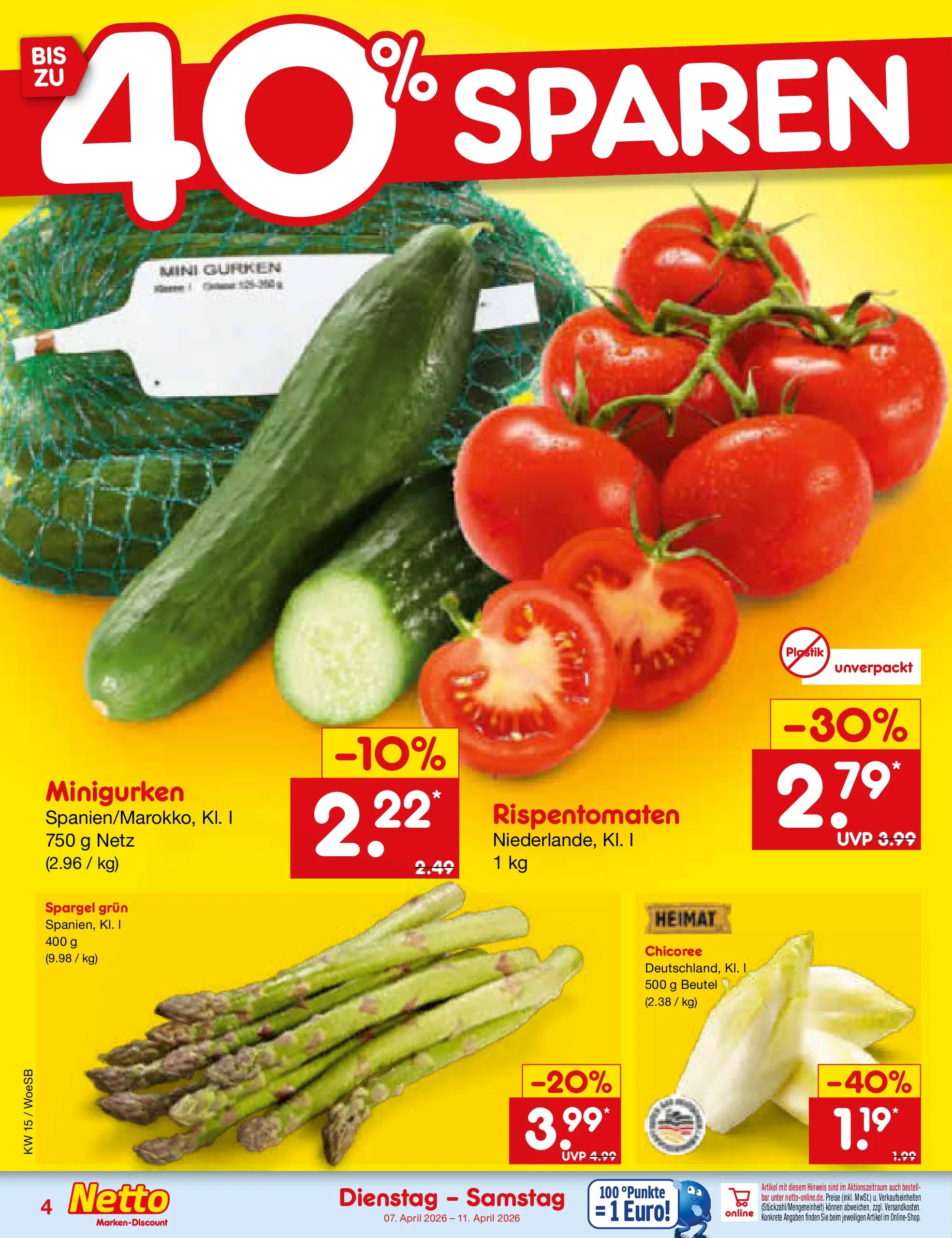 Netto Marken-Discount Prospekt Gemmingen	 (ab 07.04.2026) » Angebote | Seite: 6 | Produkte: Spargel, Gurken