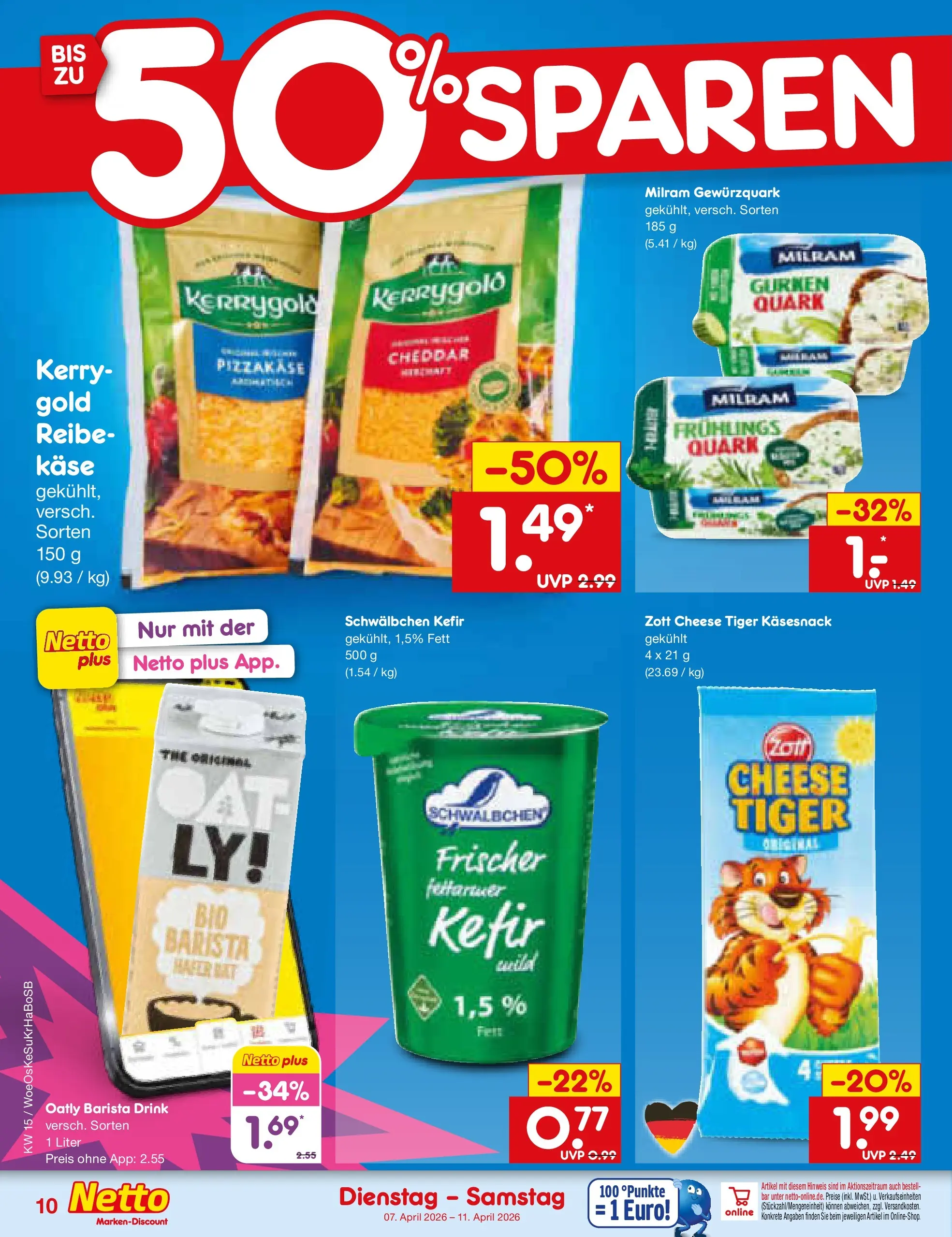Netto Marken-Discount Prospekt Gemmingen	 (ab 07.04.2026) » Angebote | Seite: 12 | Produkte: Kefir, Quark, Milram, Oatly