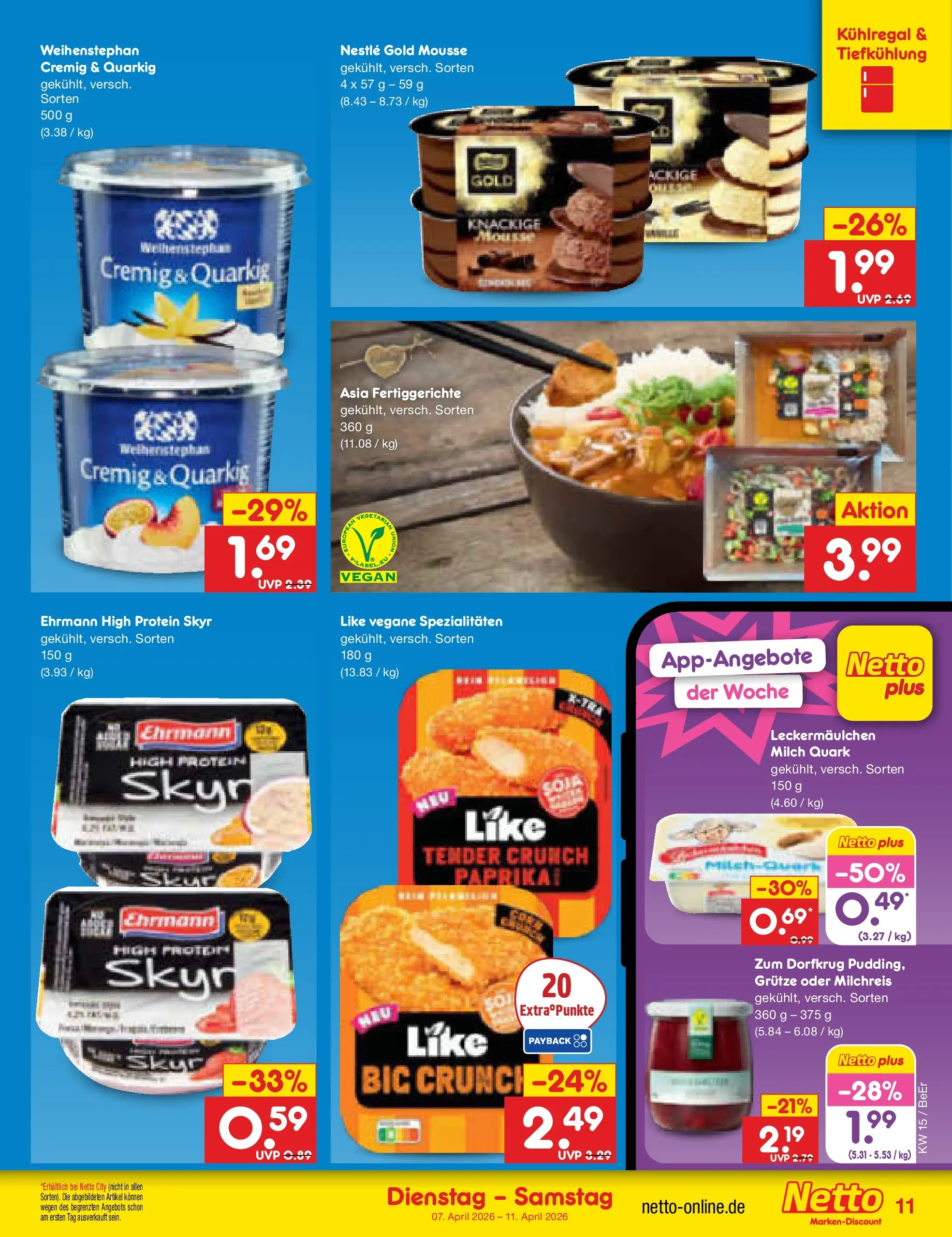 Netto Marken-Discount Prospekt Jena-Lobeda	 (ab 07.04.2026) » Angebote | Seite: 13 | Produkte: Quark, Milch, Skyr, Fertiggerichte