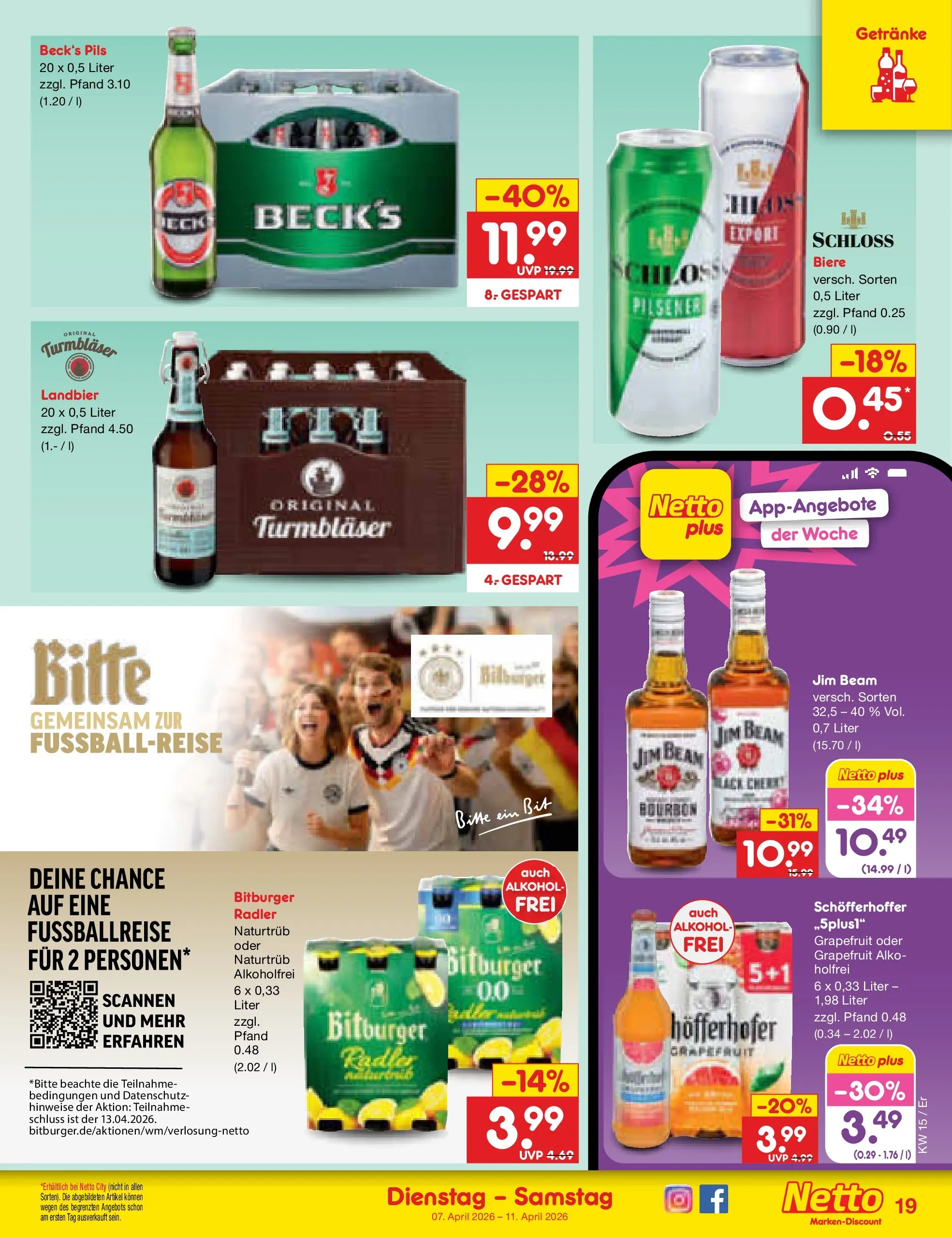Netto Marken-Discount Prospekt Jena-Lobeda	 (ab 07.04.2026) » Angebote | Seite: 21 | Produkte: Jim beam, Pils, Radler, Bourbon