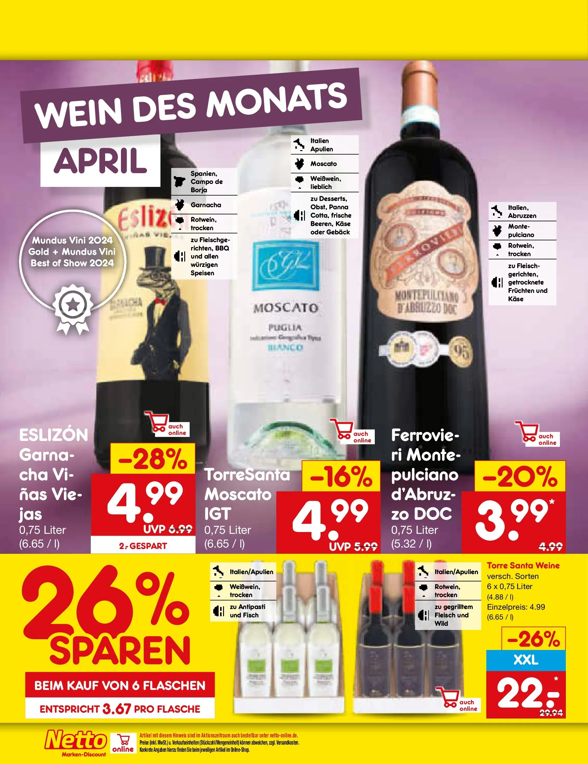 Netto Marken-Discount Prospekt Gemmingen	 (ab 07.04.2026) » Angebote | Seite: 24 | Produkte: Käse, Fisch, Wein, Fleisch