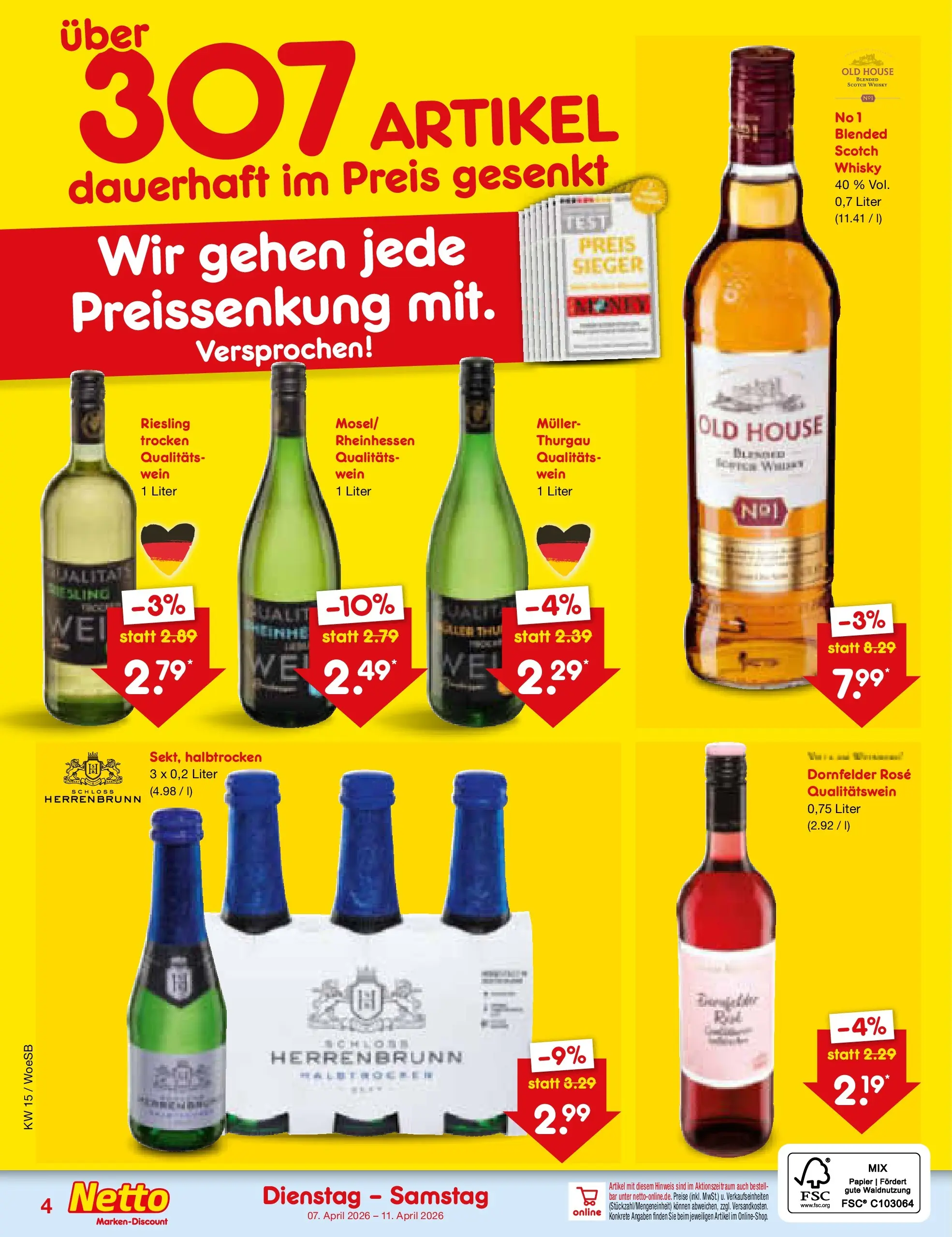 Netto Marken-Discount Prospekt Gemmingen	 (ab 07.04.2026) » Angebote | Seite: 27 | Produkte: Whisky, Wein