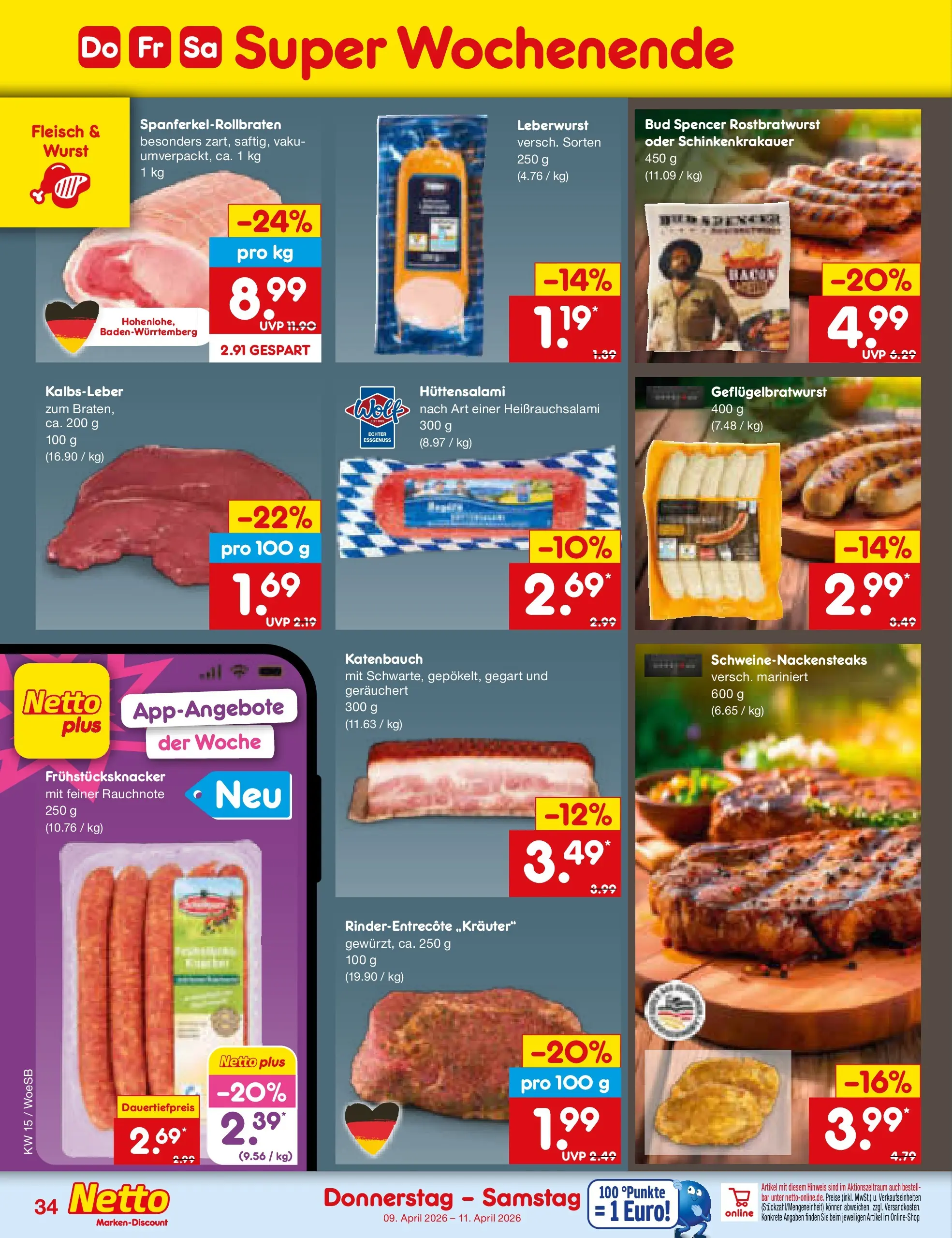 Netto Marken-Discount Prospekt Gemmingen	 (ab 07.04.2026) » Angebote | Seite: 50 | Produkte: Kalbsleber, Wurst, Fleisch