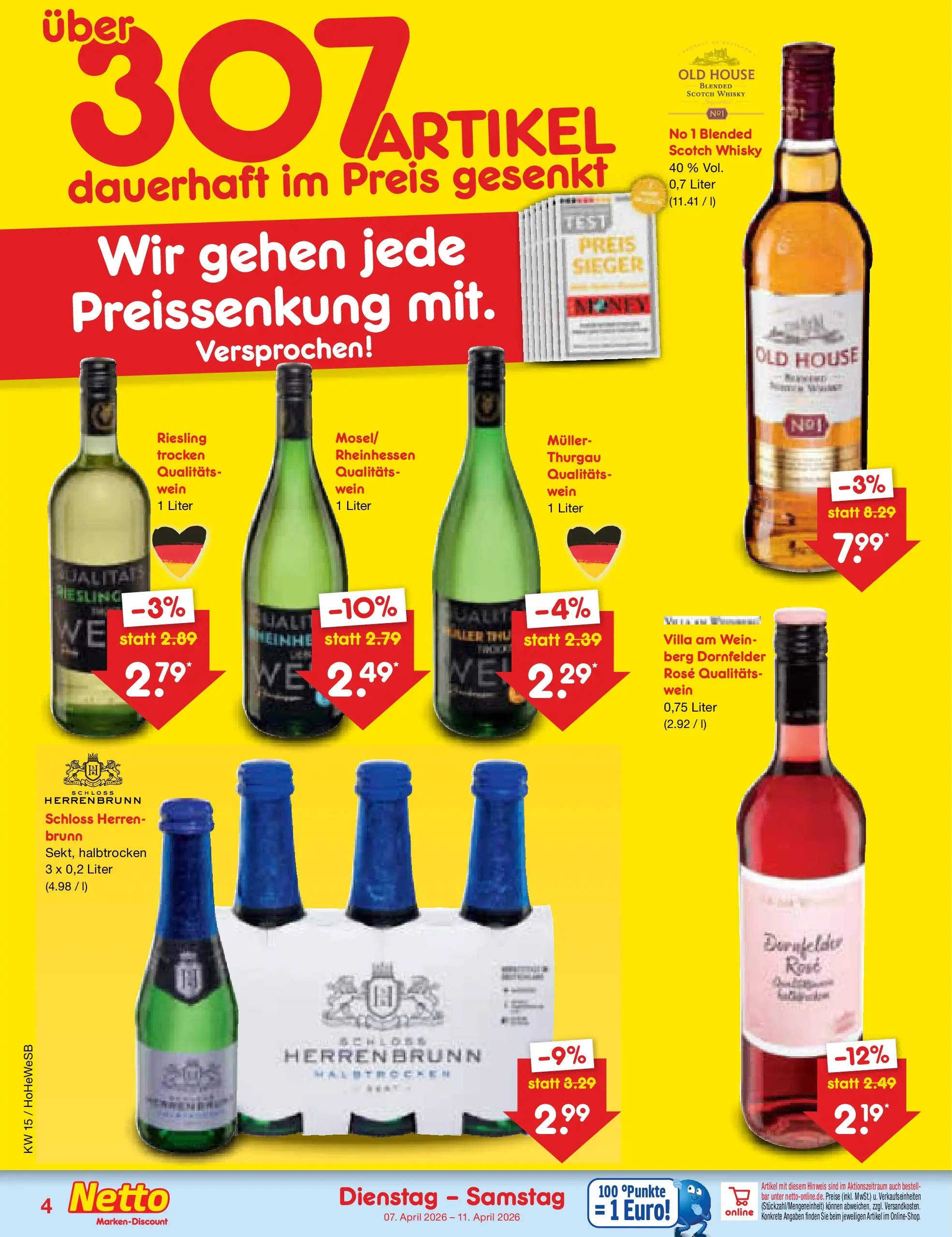 Netto Marken-Discount Prospekt Hamburg	 (ab 07.04.2026) » Angebote | Seite: 25 | Produkte: Whisky, Wein