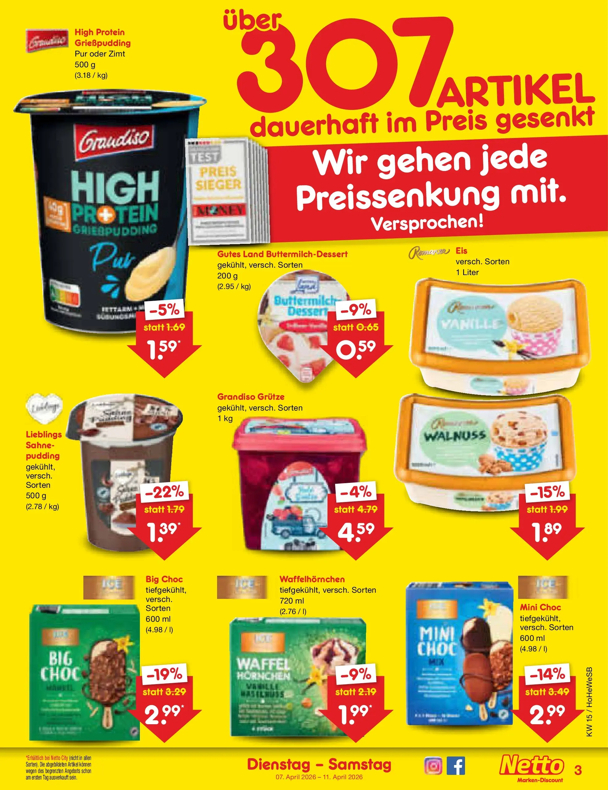 Netto Marken-Discount Prospekt Hamburg	 (ab 07.04.2026) » Angebote | Seite: 27 | Produkte: Pudding, Sahne, Eis