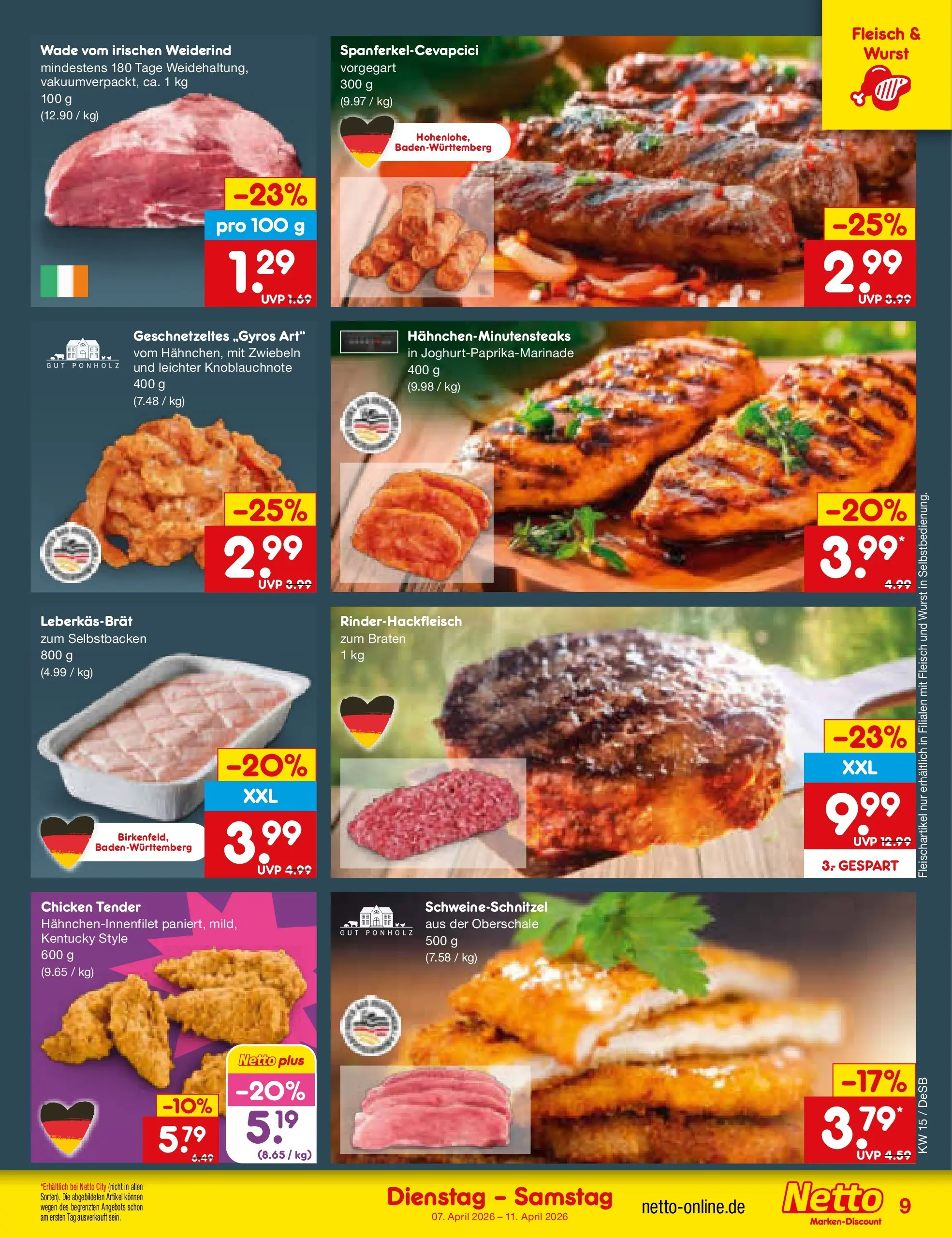 Netto Marken-Discount Prospekt Thierhaupten	 (ab 07.04.2026) » Angebote | Seite: 11 | Produkte: Zwiebeln, Wurst, Fleisch