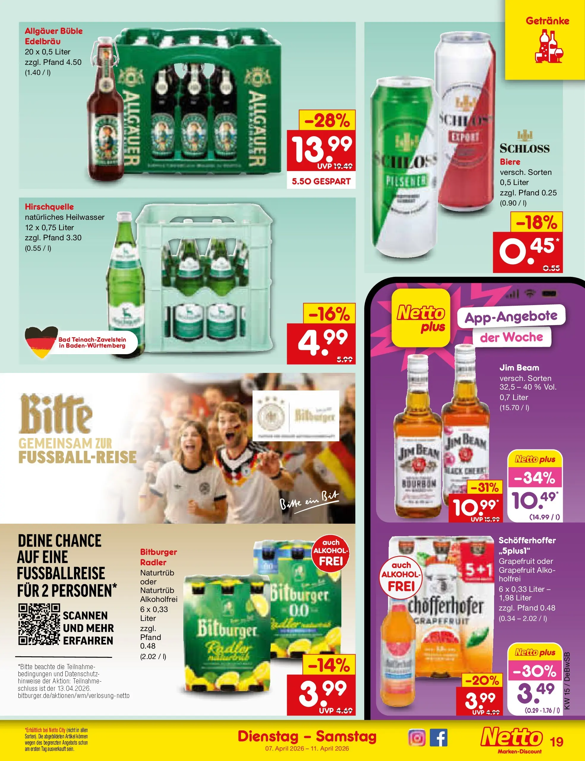 Netto Marken-Discount Prospekt Waiblingen-Bittenfeld	 (ab 07.04.2026) » Angebote | Seite: 21 | Produkte: Bitburger, Bad, Radler, Bourbon